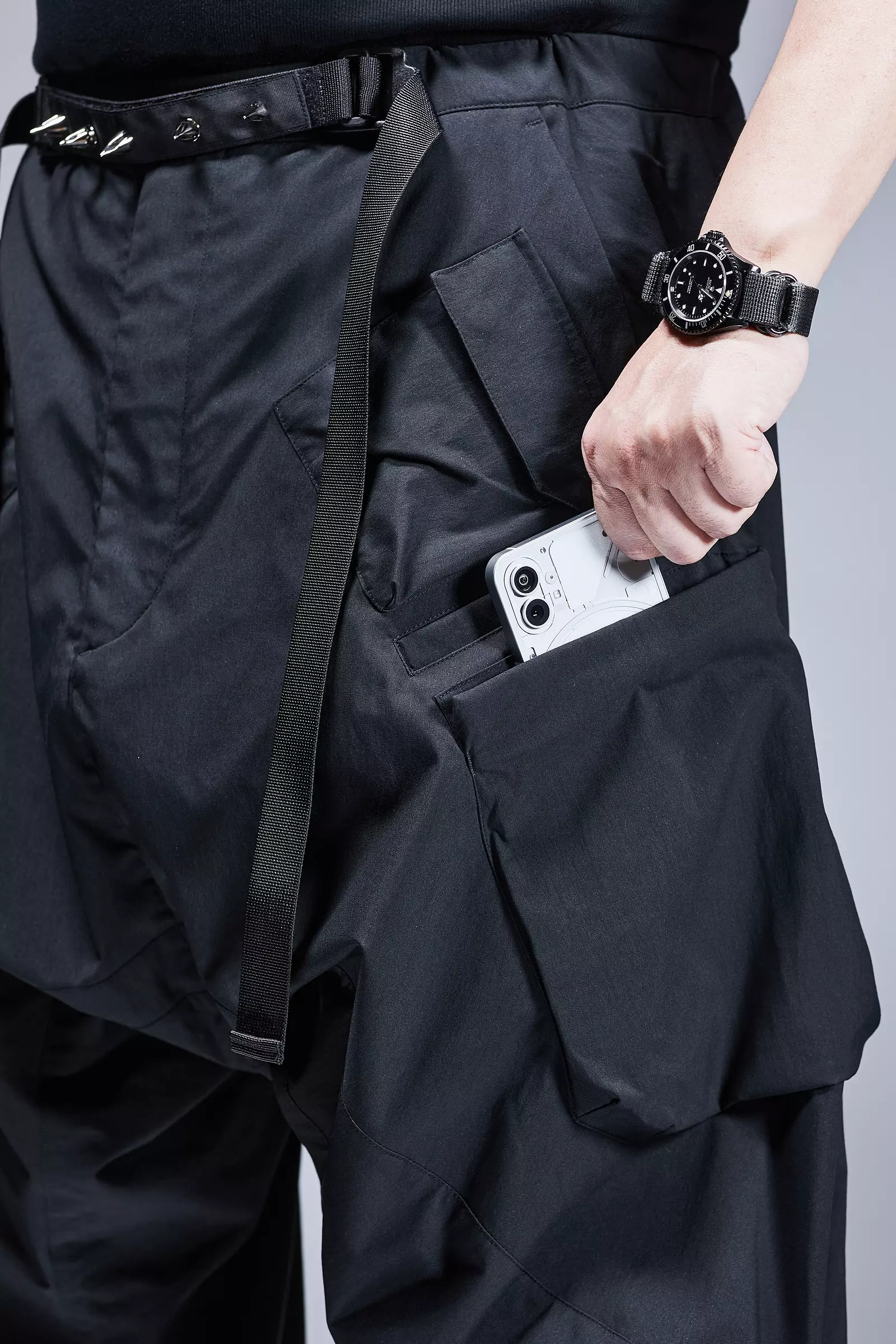 P30AL-E Encapsulated Nylon Ultrawide Drawcord Cargo Trouser - Grey - Image 19