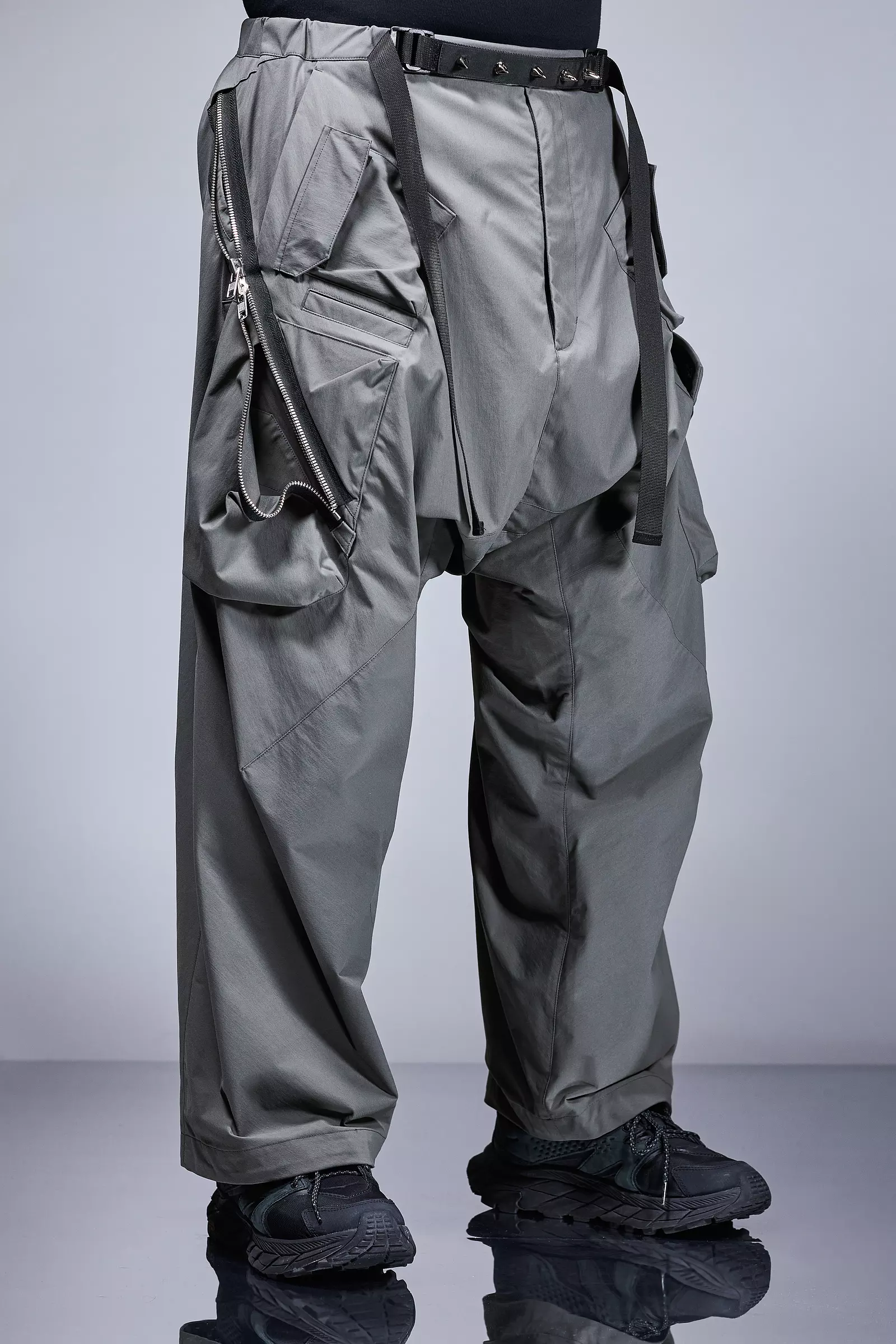 P30AL-E Encapsulated Nylon Ultrawide Drawcord Cargo Trouser - Grey - Image 5