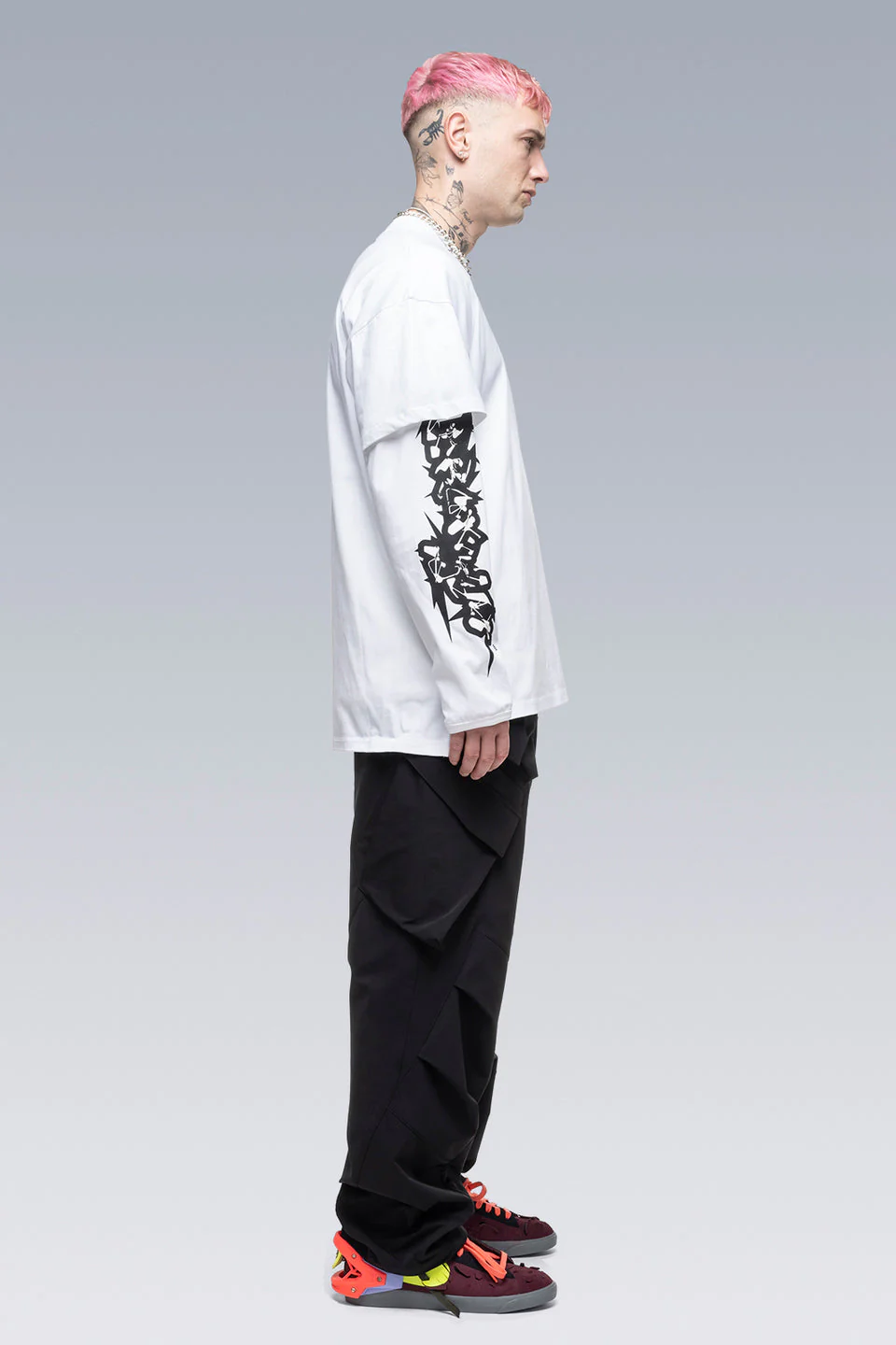 S29-PR-B 100% Organic Cotton Long Sleeve T-shirt - White - Image 2