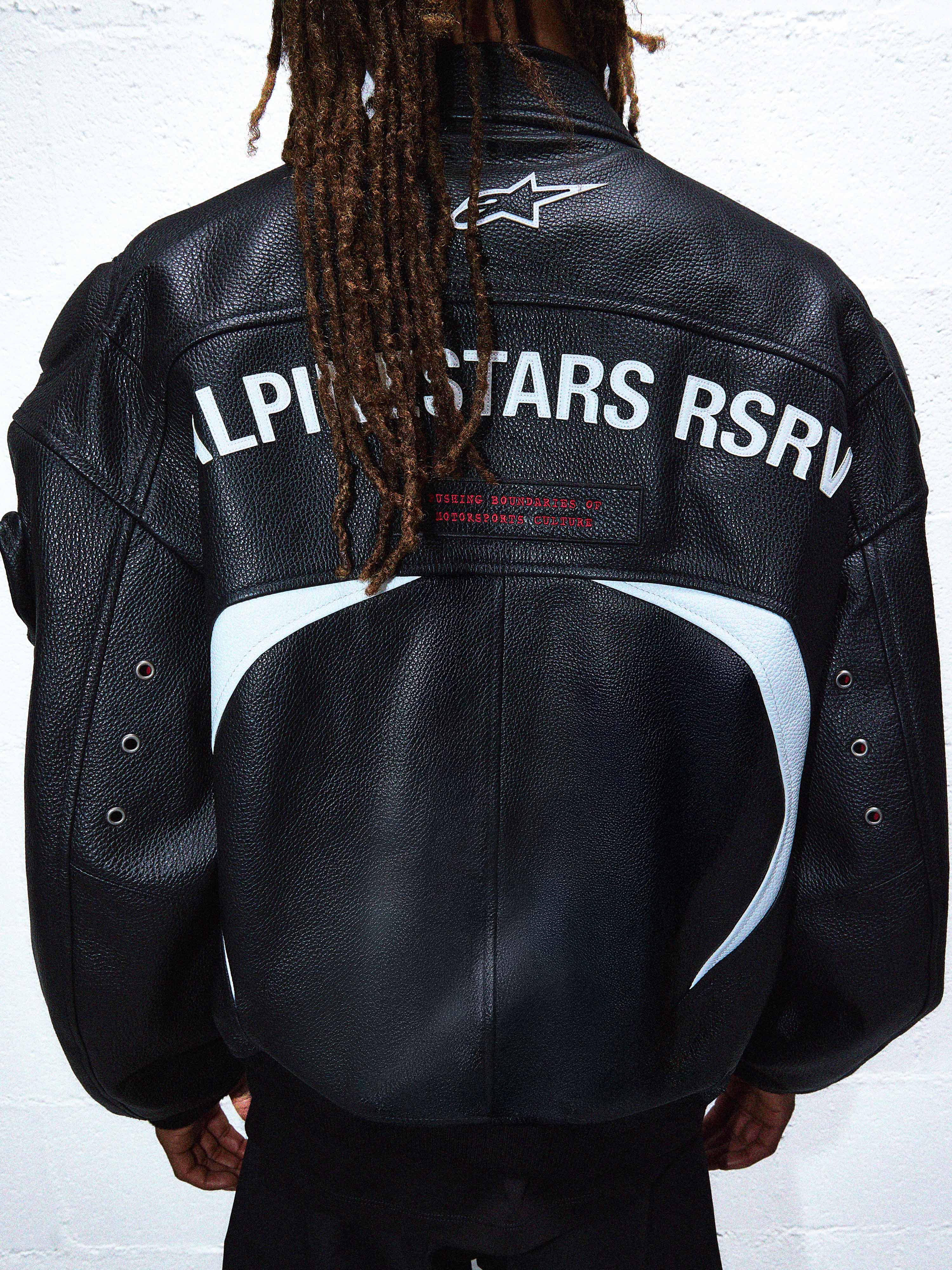 THE CHIEF BOMBER LEATHER JACKET BLACK WHITE RED - Image 10