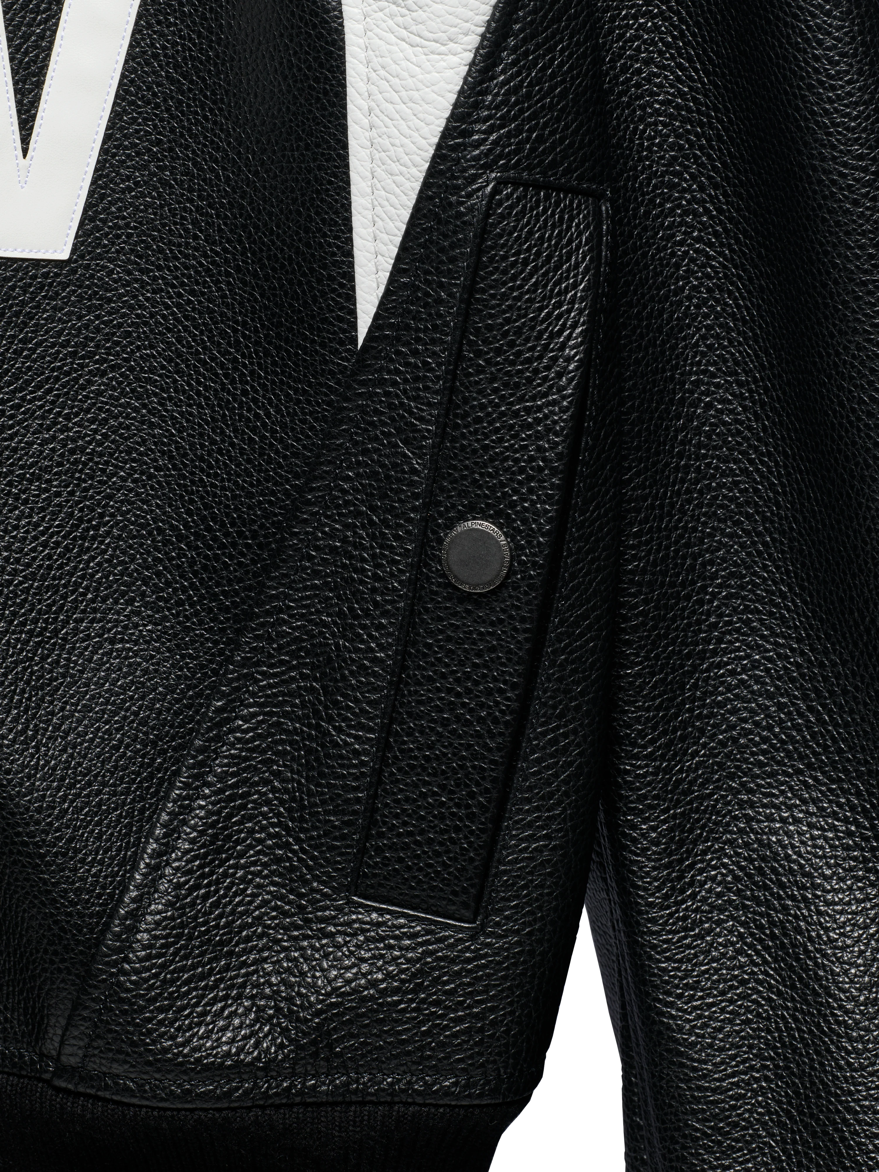 THE CHIEF BOMBER LEATHER JACKET BLACK WHITE RED - Image 4
