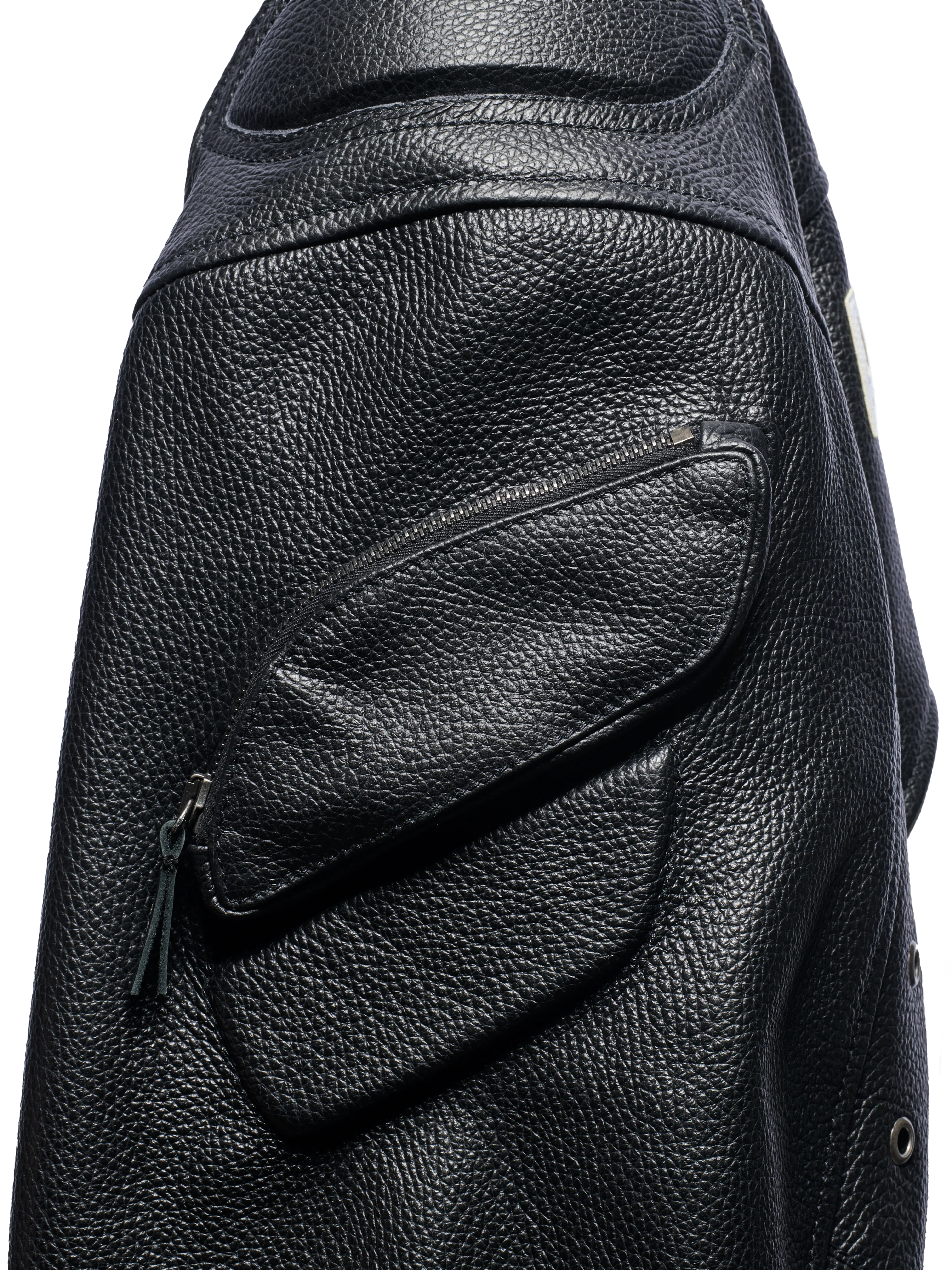 THE CHIEF BOMBER LEATHER JACKET BLACK WHITE RED - Image 5