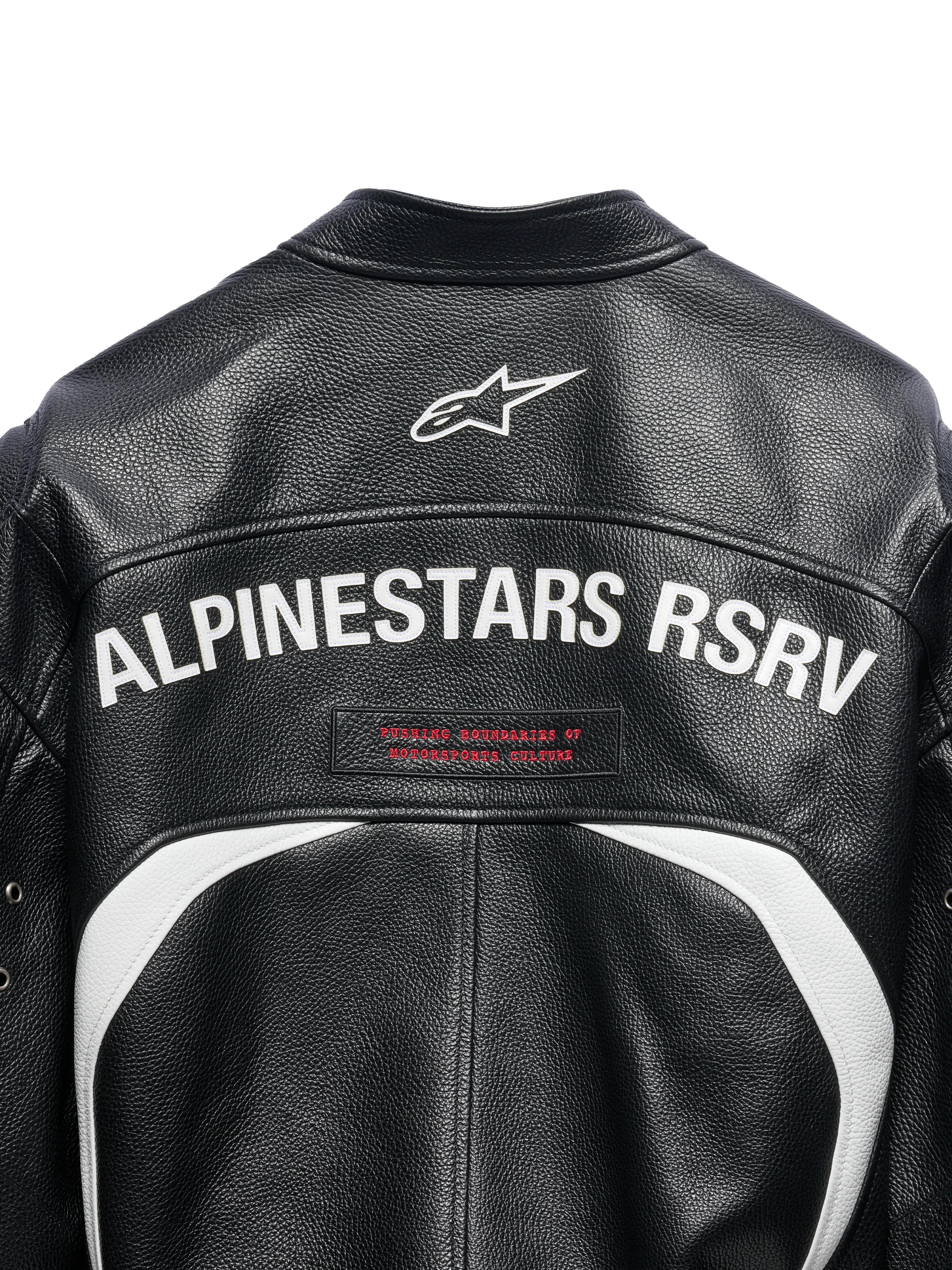 THE CHIEF BOMBER LEATHER JACKET BLACK WHITE RED - Image 6