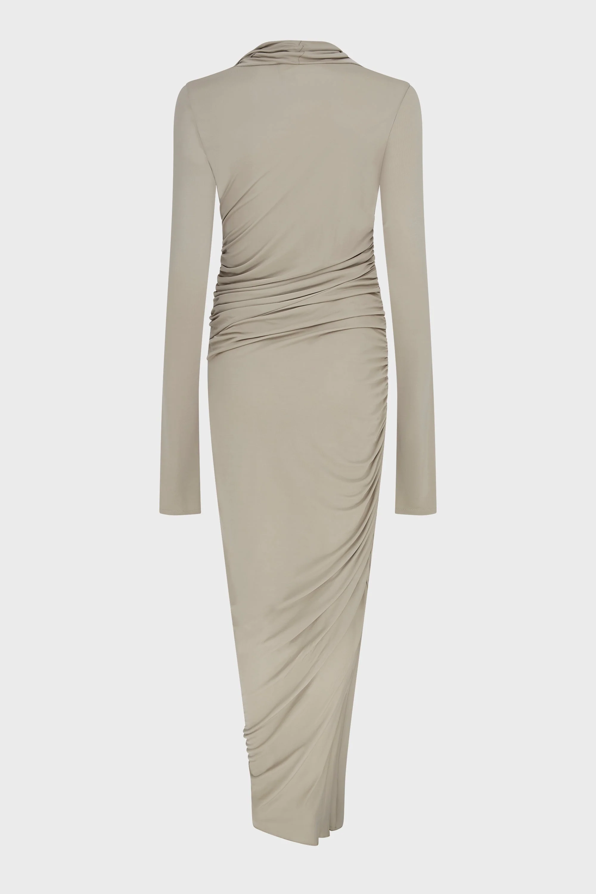 DRAPED JERSEY ASYMMETRIC MIDI DRESS - Image 3