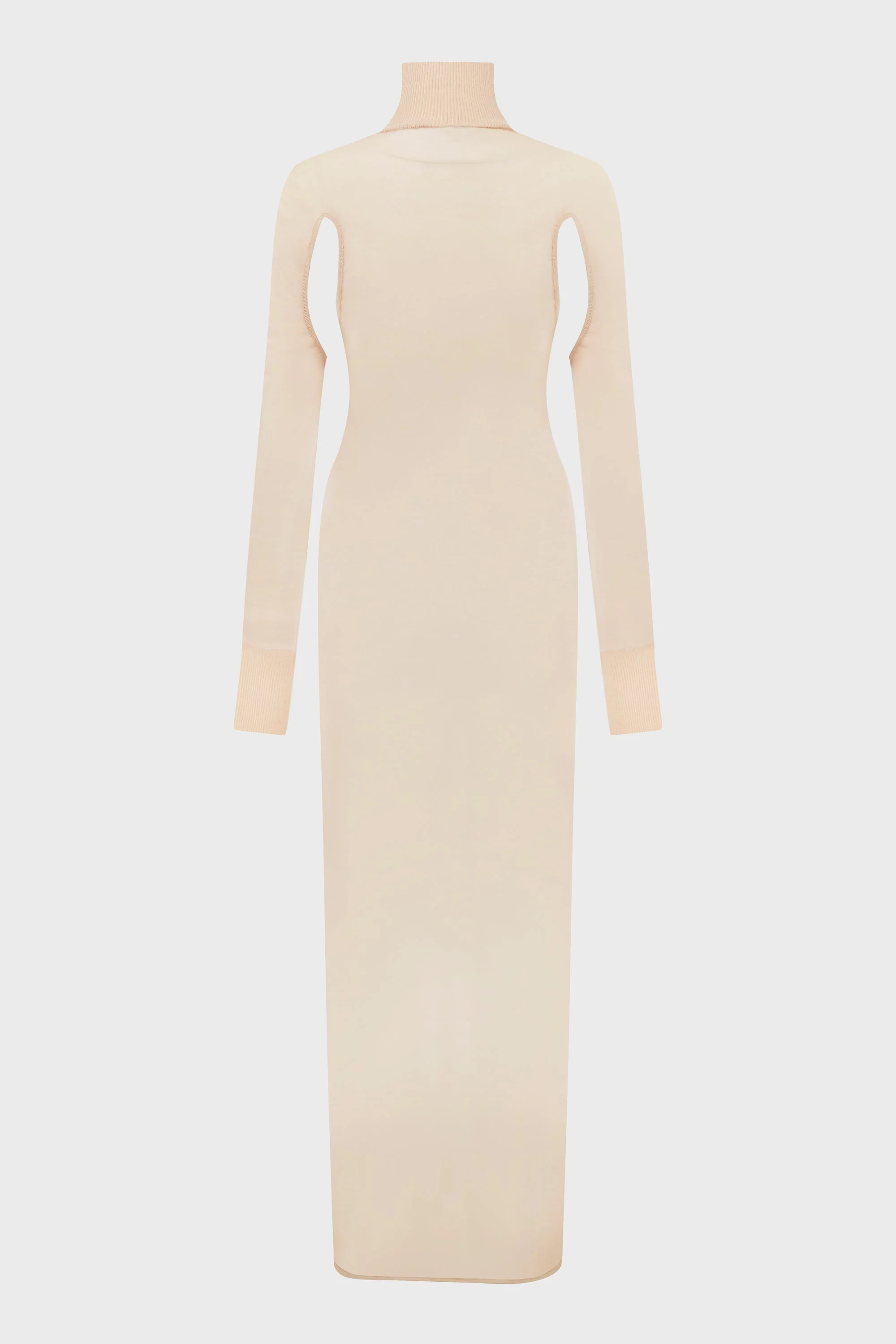 TRANSPARENT KNIT LONG DRESS NUDE - Image 3