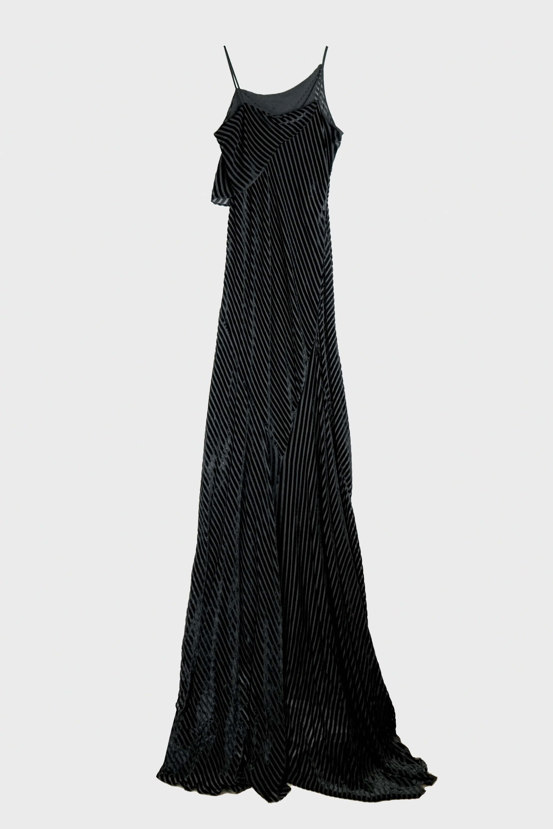 AARICIA LONG BIAS SLIP DRESS STRIPED VELVET - Image 3