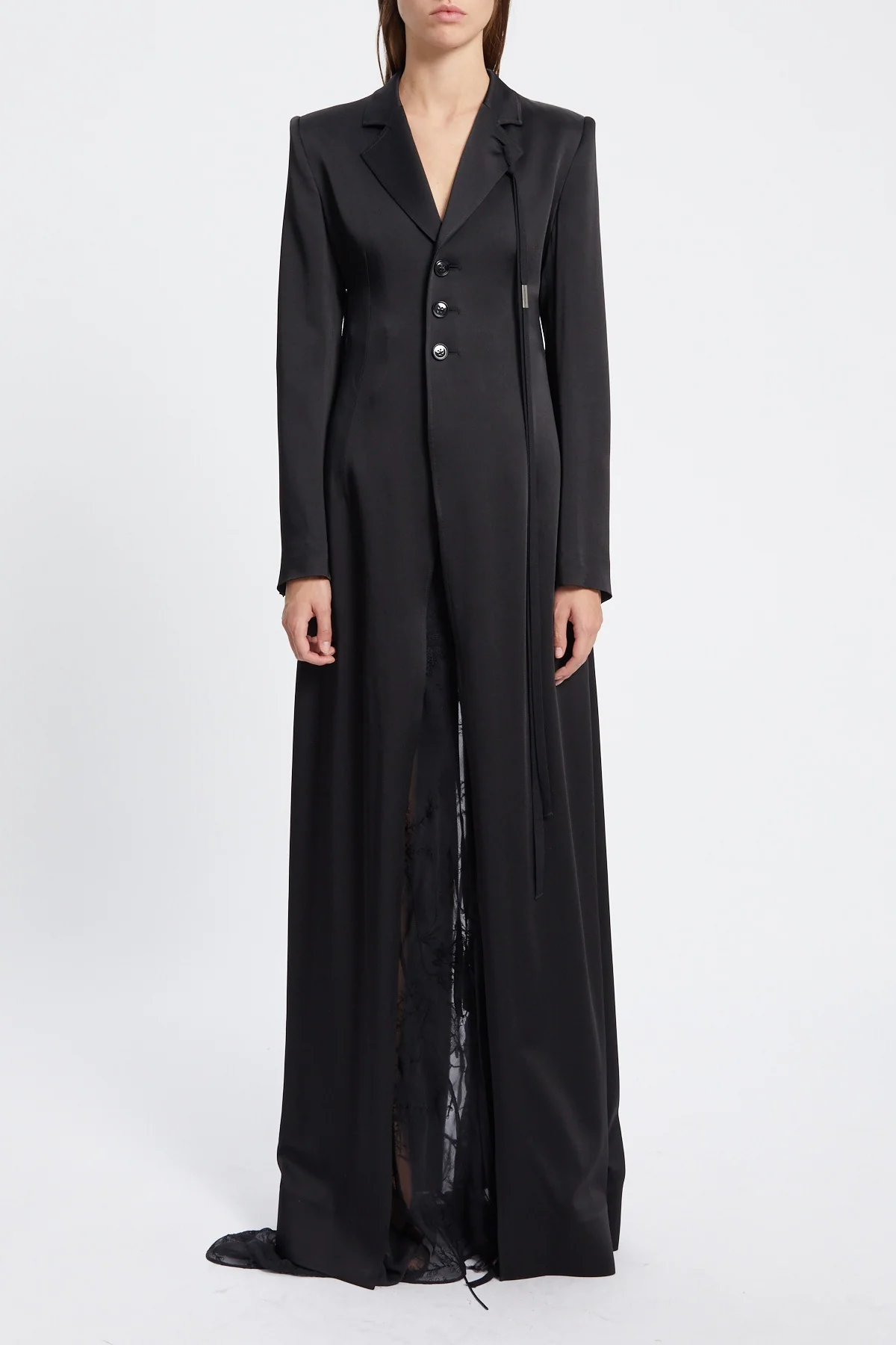 ABKE X-LONG OPEN FRONT FITTED COAT BLACK - Image 2