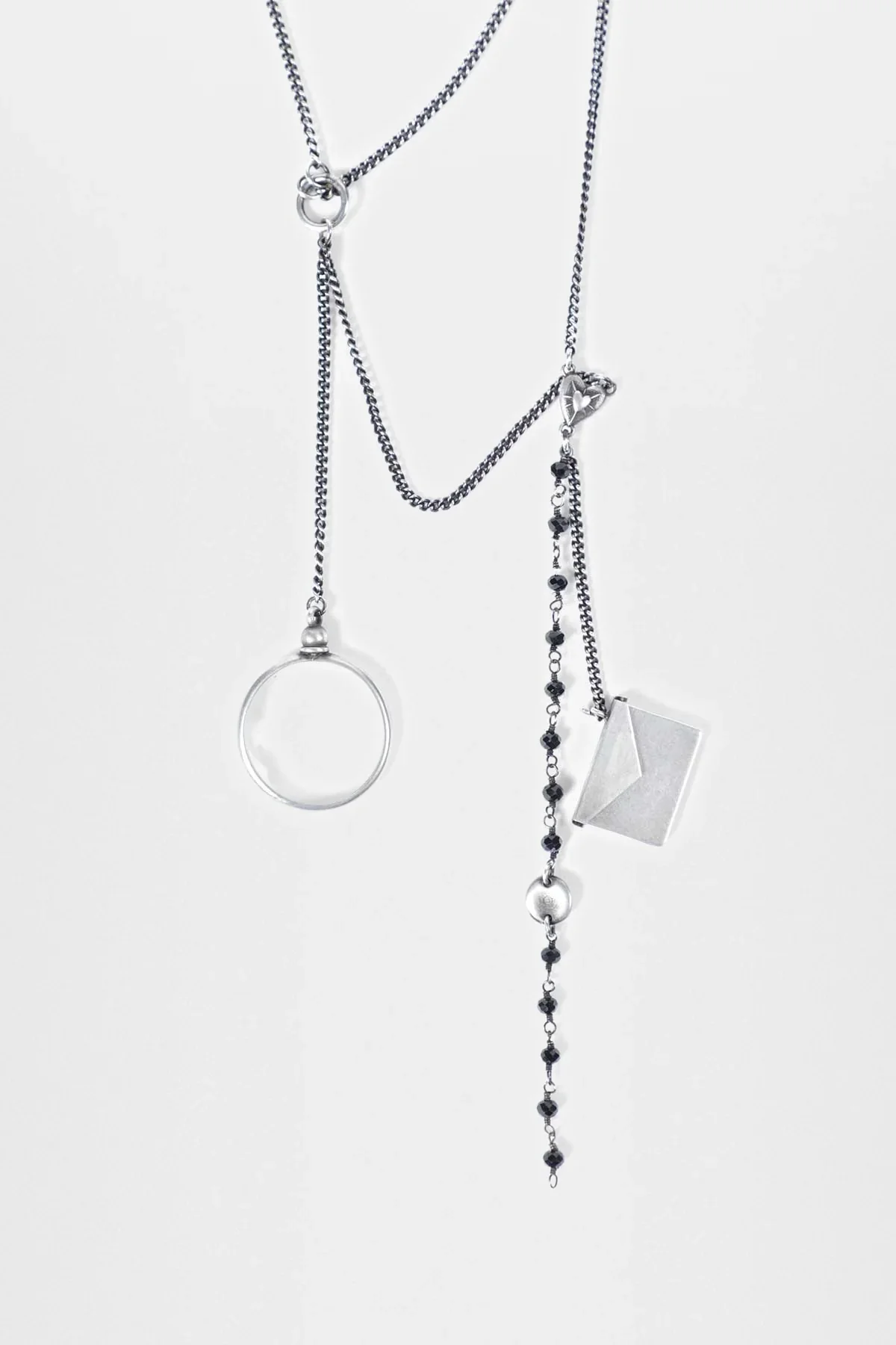 AFSAR BEADED NECKLACE WITH FEATHERS ANTIQUE SILVER - Image 3