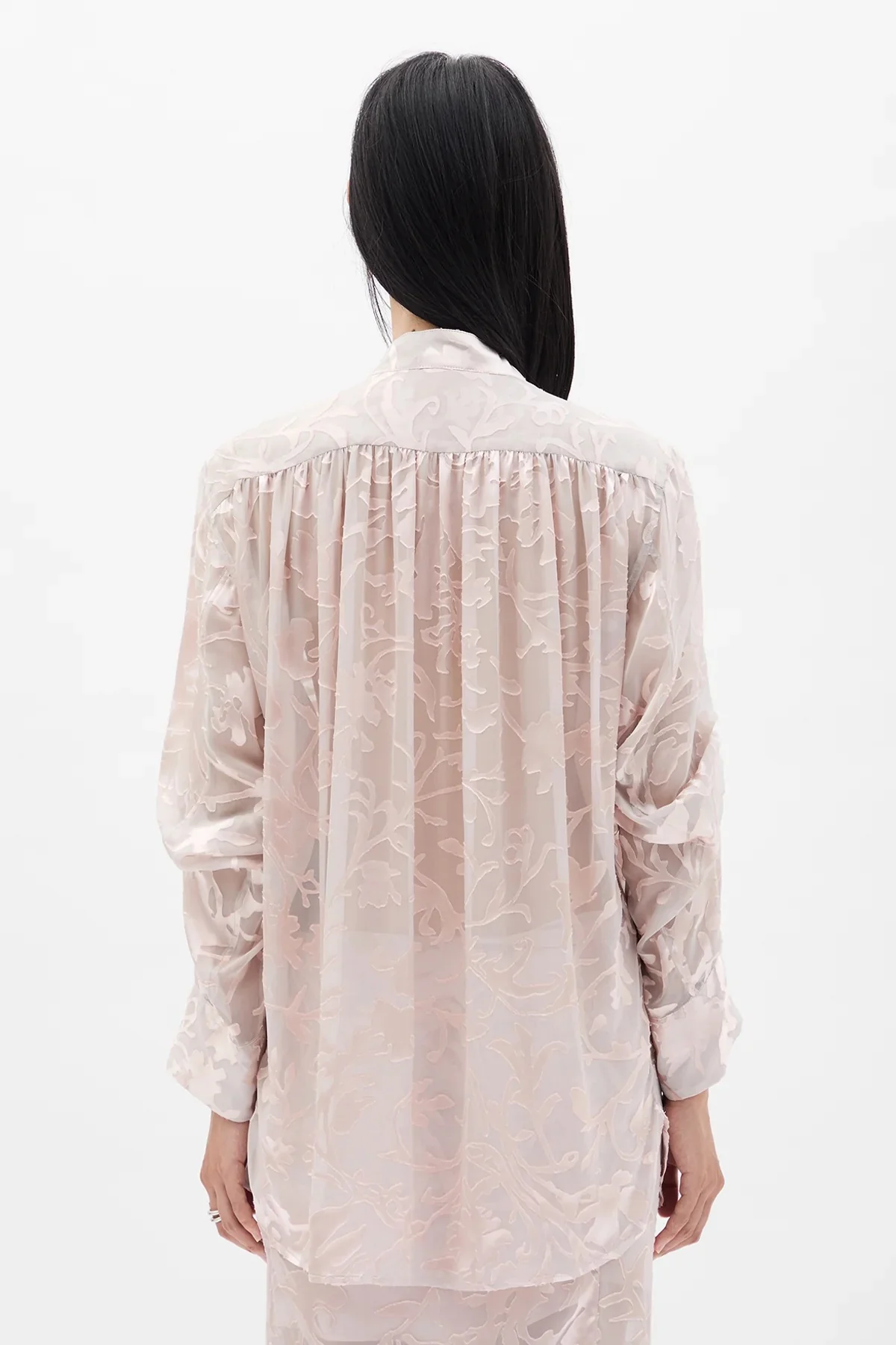 DIEN STAND COLLAR LONG SHIRT PALE ROSE - Image 5