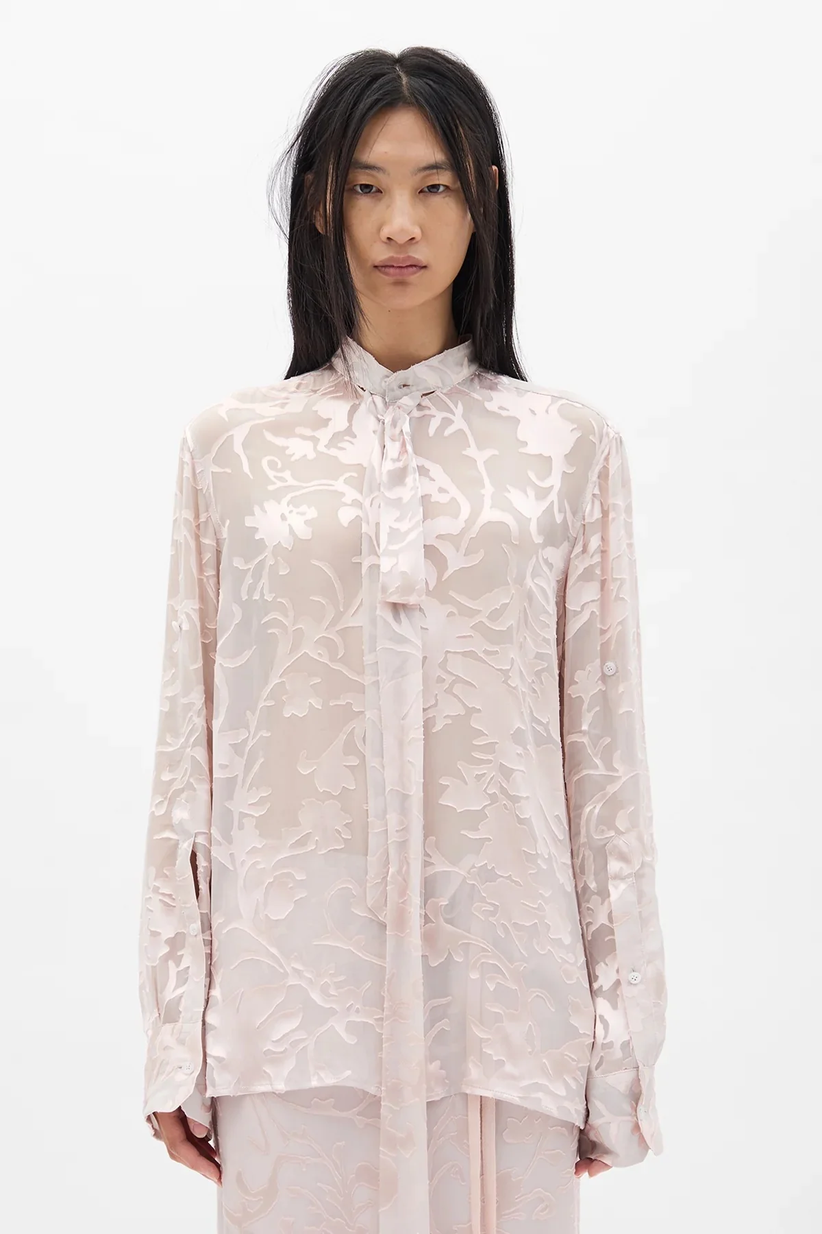 DIEN STAND COLLAR LONG SHIRT PALE ROSE - Image 6