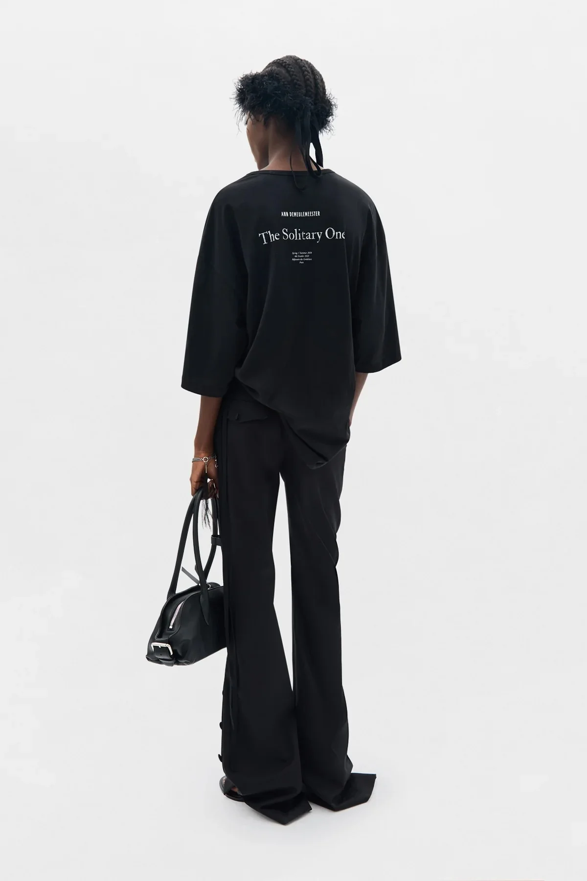 ENYA SLIM FIT BOOTCUT TROUSERS WITH BUTTON CLOSURE SLITS BLACK - Image 6