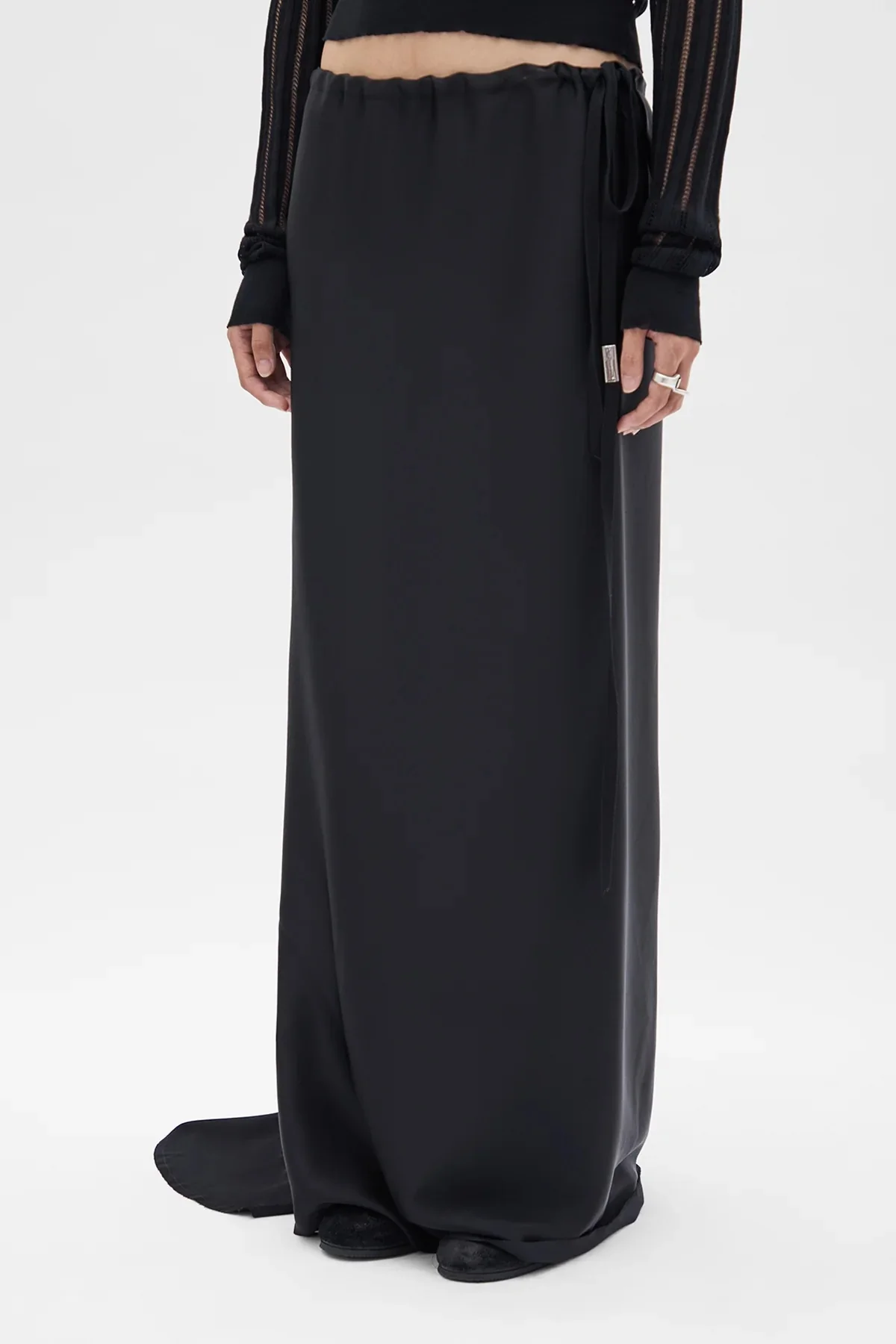 EVELINE LONG BIAS SKIRT CADY SATIN BLACK - Image 4