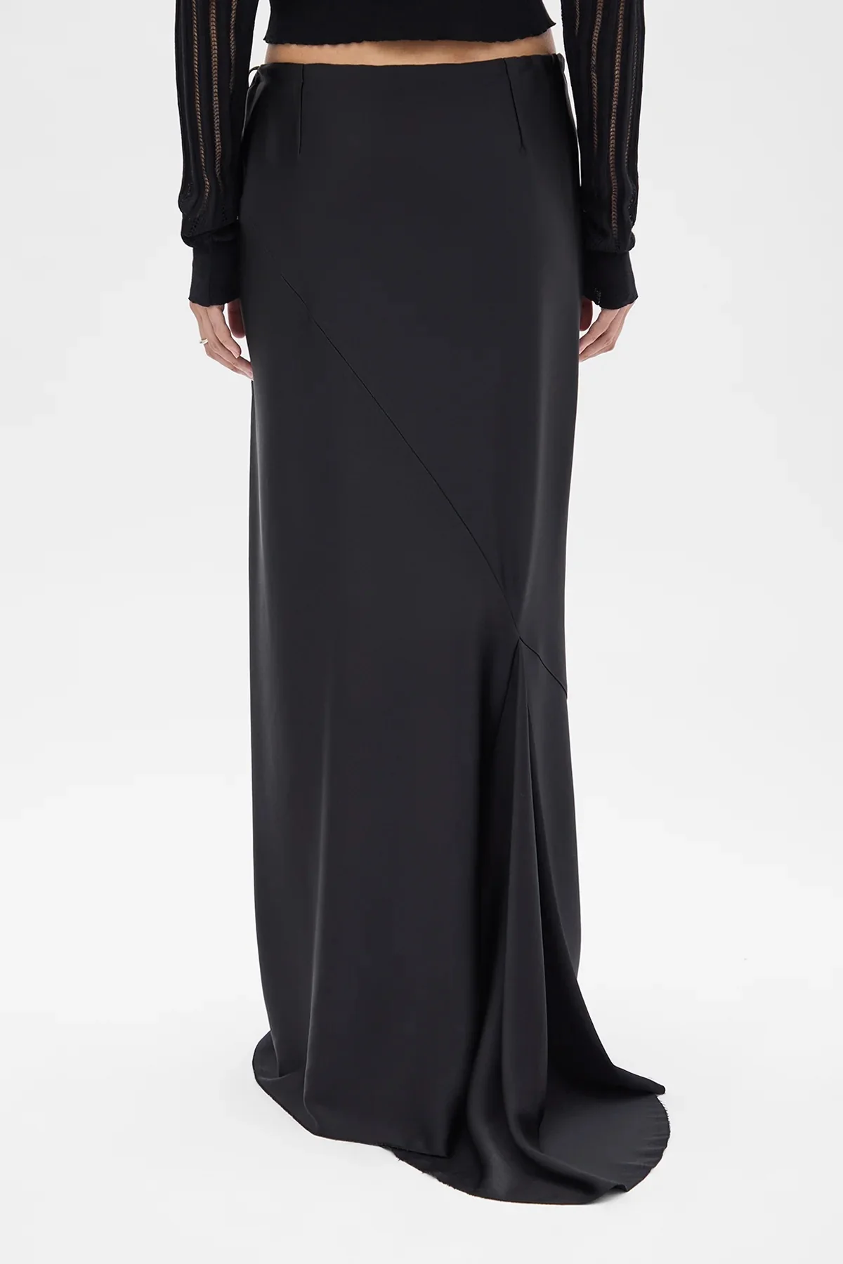 EVELINE LONG BIAS SKIRT CADY SATIN BLACK - Image 5