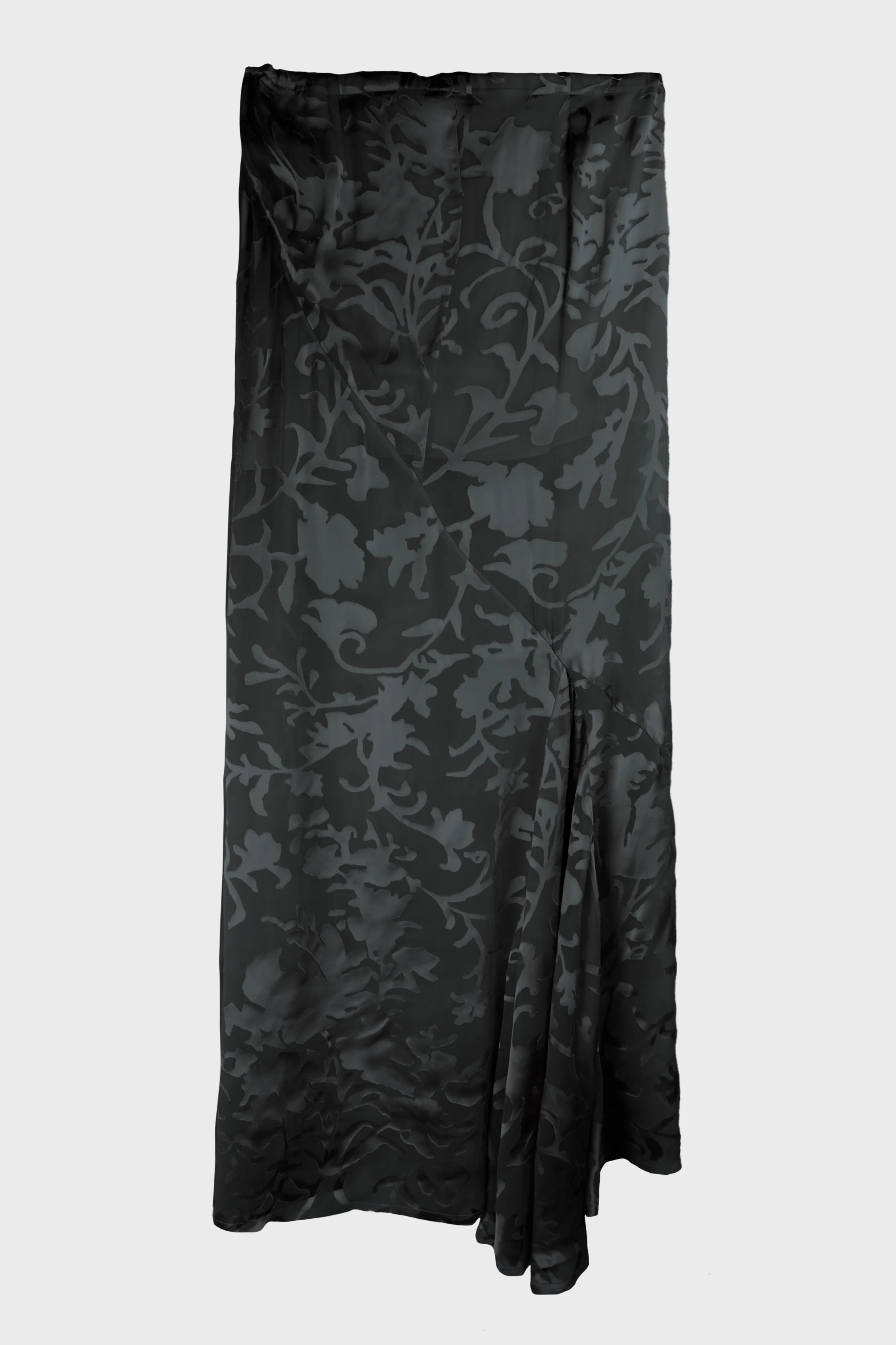 EVELINE LONG BIAS SKIRT DÉVORÉ RAMAGE SATIN BLACK - Image 3