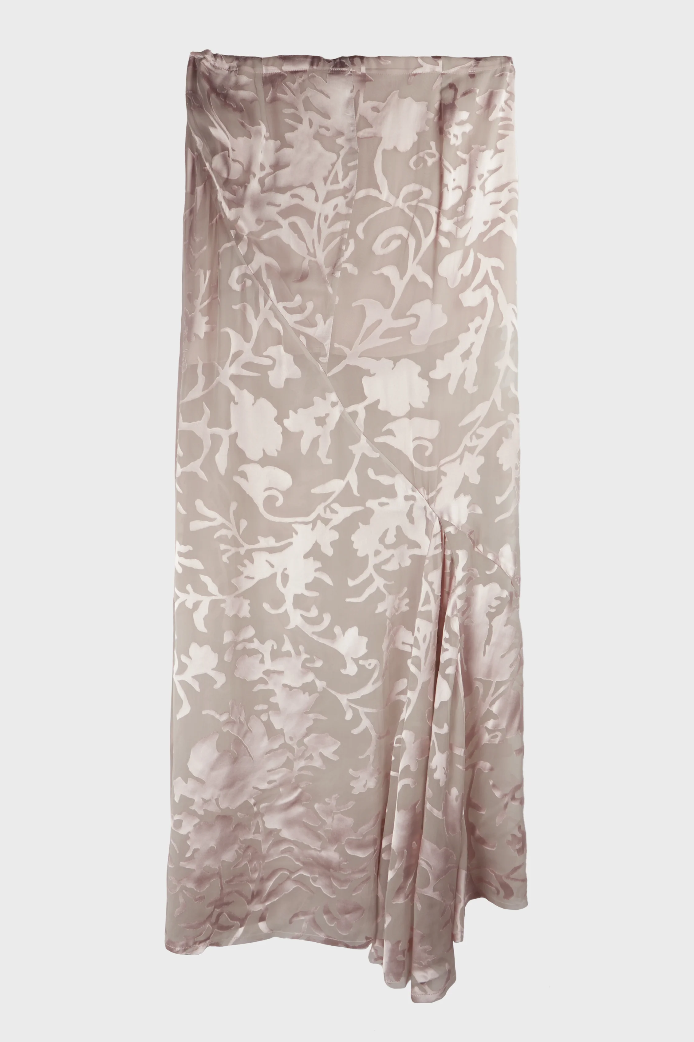 EVELINE LONG BIAS SKIRT DÉVORÉ RAMAGE SATIN PALE ROSE - Image 3