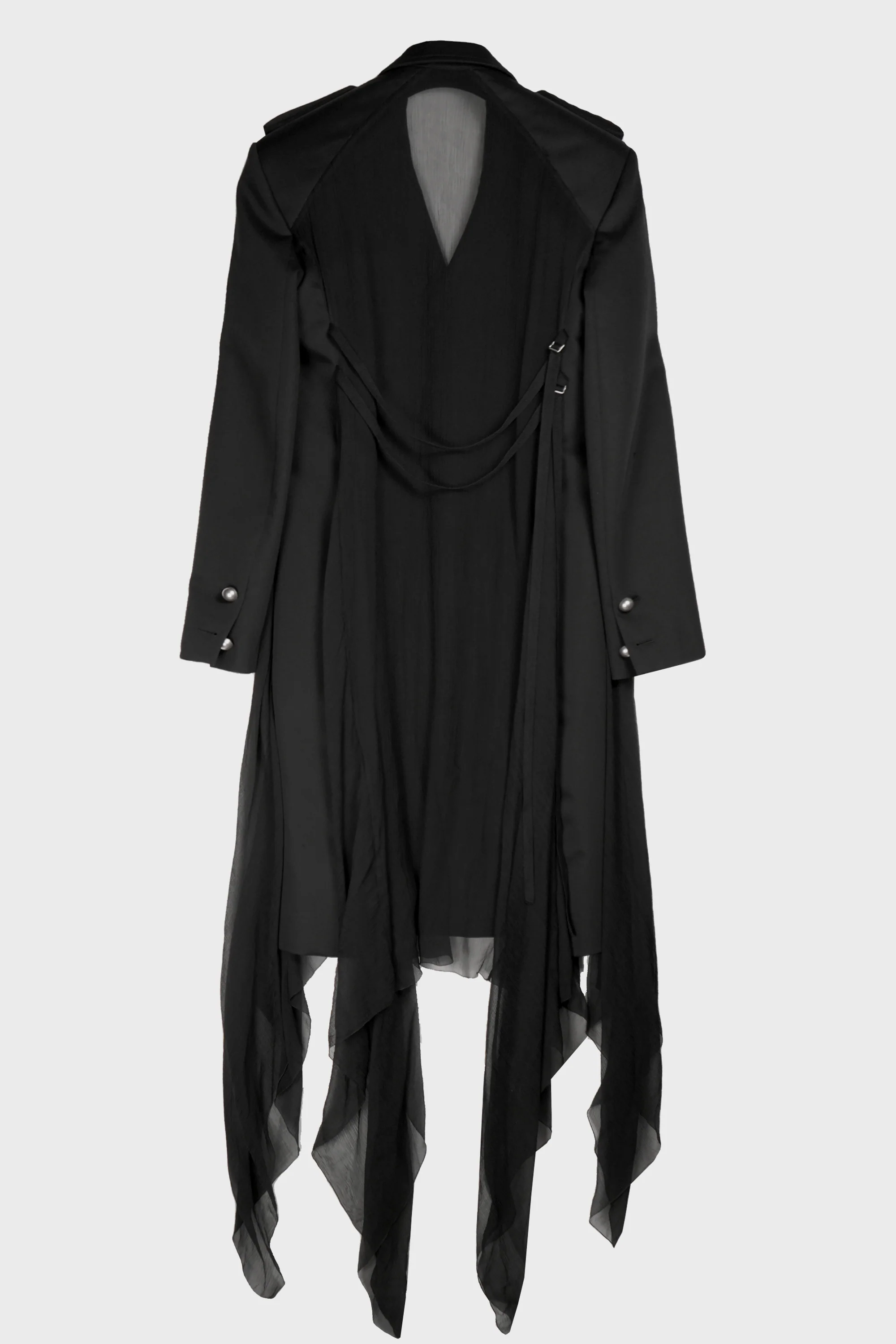 FENA HYBRID OVERCOAT WITH SILK CREPONNE FLUID PANELS BLACK - Image 3