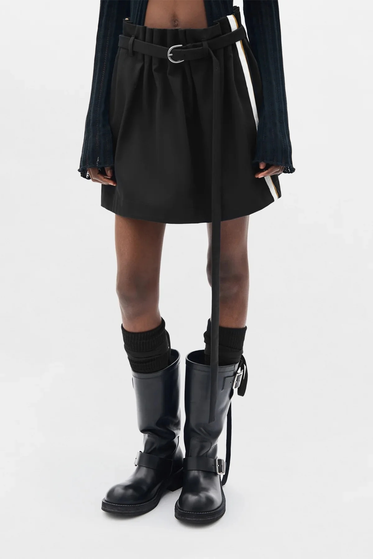 HAGA PLEATED MINISKIRT WITH BELT BLACK - Image 2