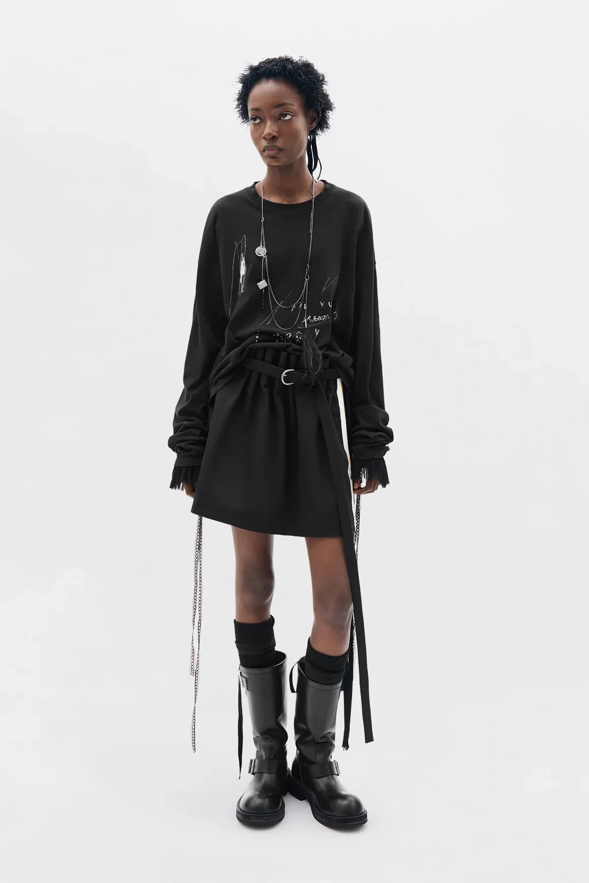 HAGA PLEATED MINISKIRT WITH BELT BLACK - Image 6