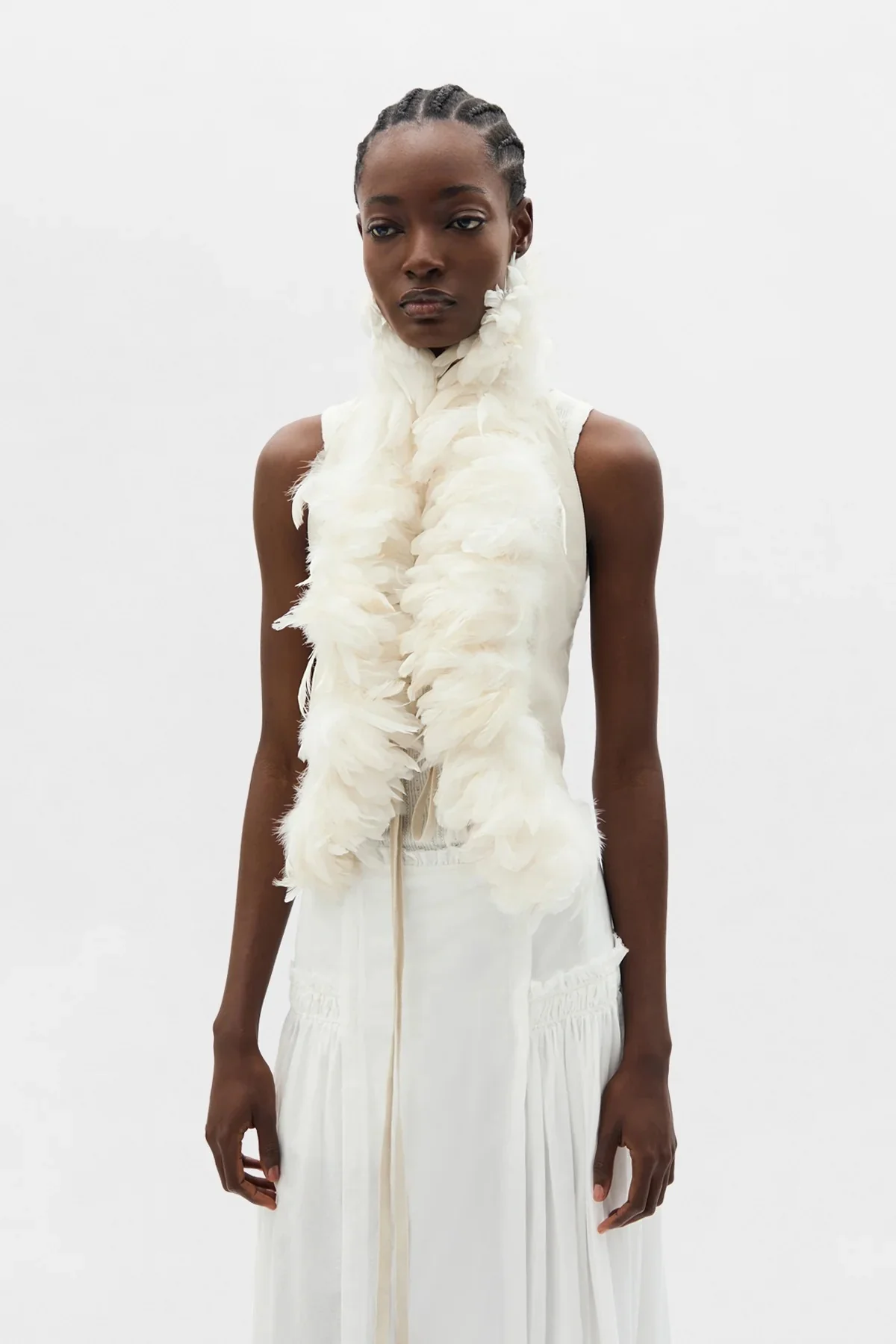 IDJE OPEN WAISTCOAT WITH FEATHERS OYSTER - Image 2