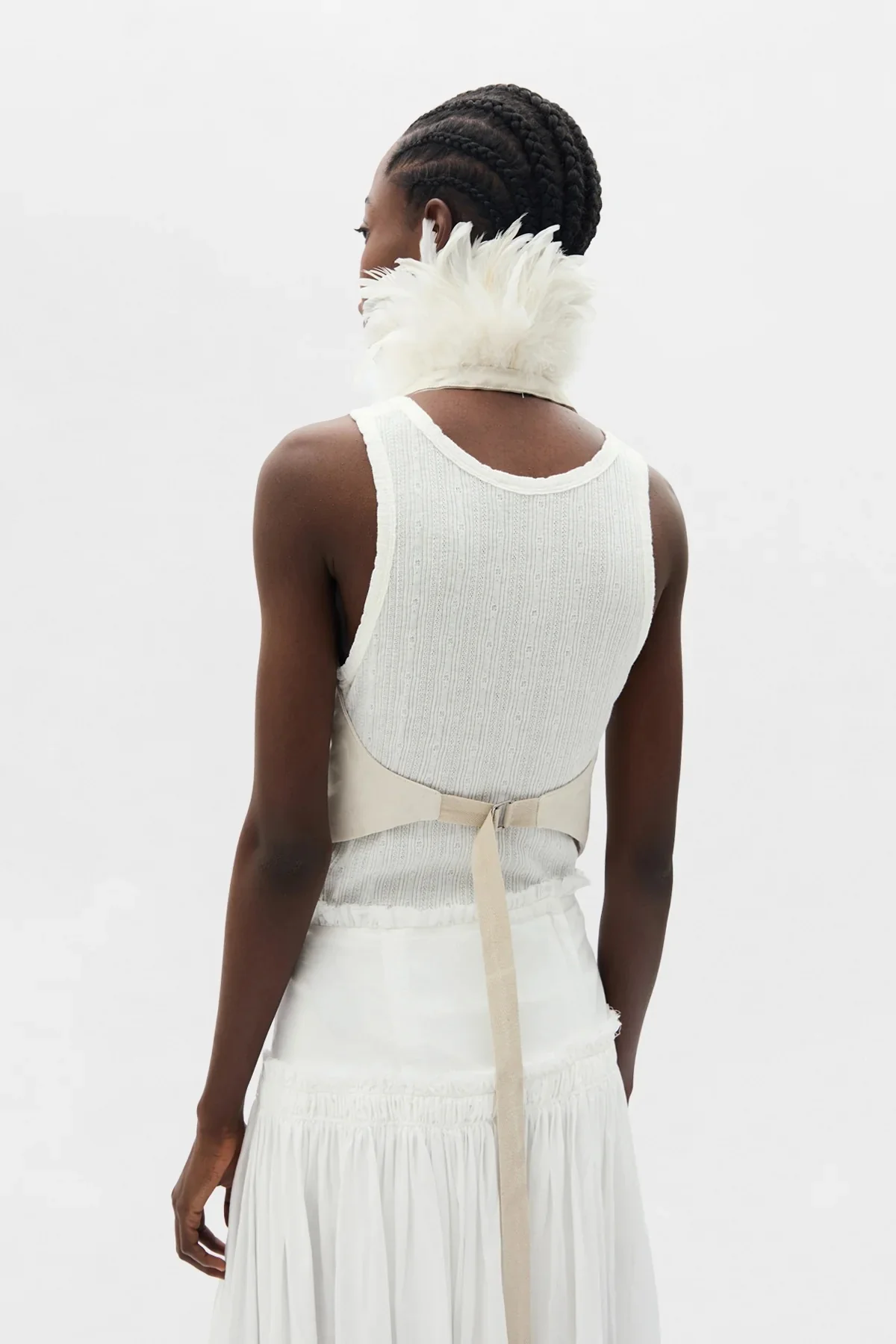 IDJE OPEN WAISTCOAT WITH FEATHERS OYSTER - Image 4