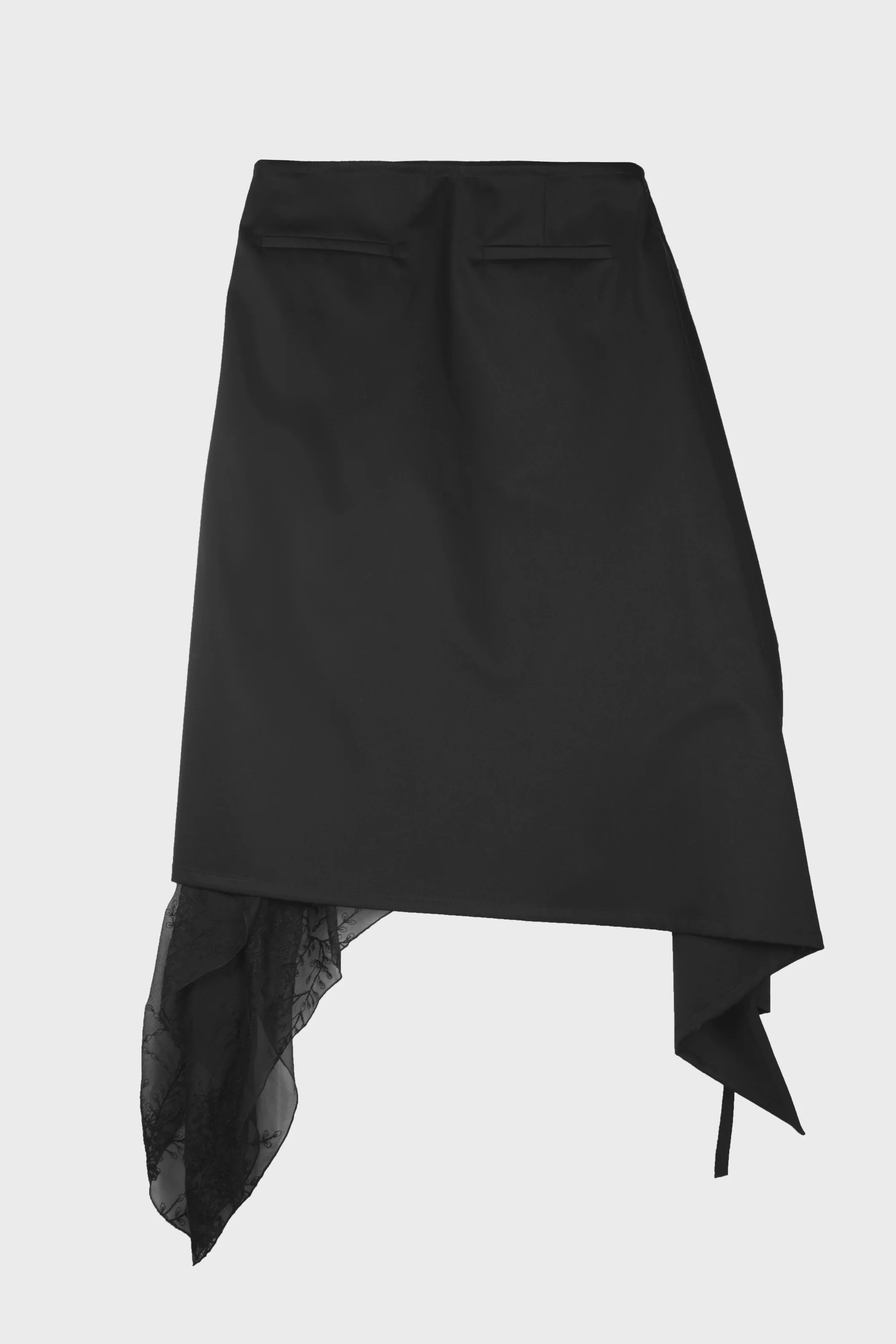 ILMA WRAP SKIRT WITH EMBROIDERD SILK CREPONNE PANELS BLACK - Image 3
