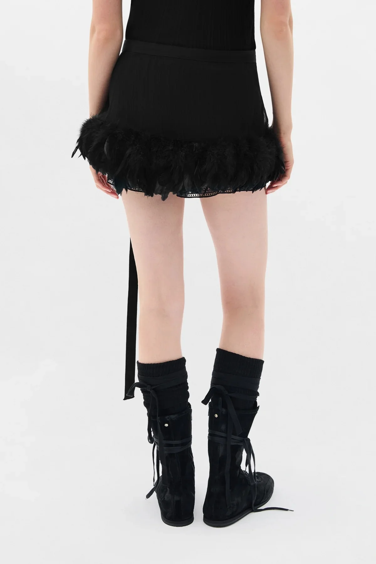 JOST KNEE-HIGH SOCKS WITH RIBBON DETAIL (PAIR) BLACK - Image 5