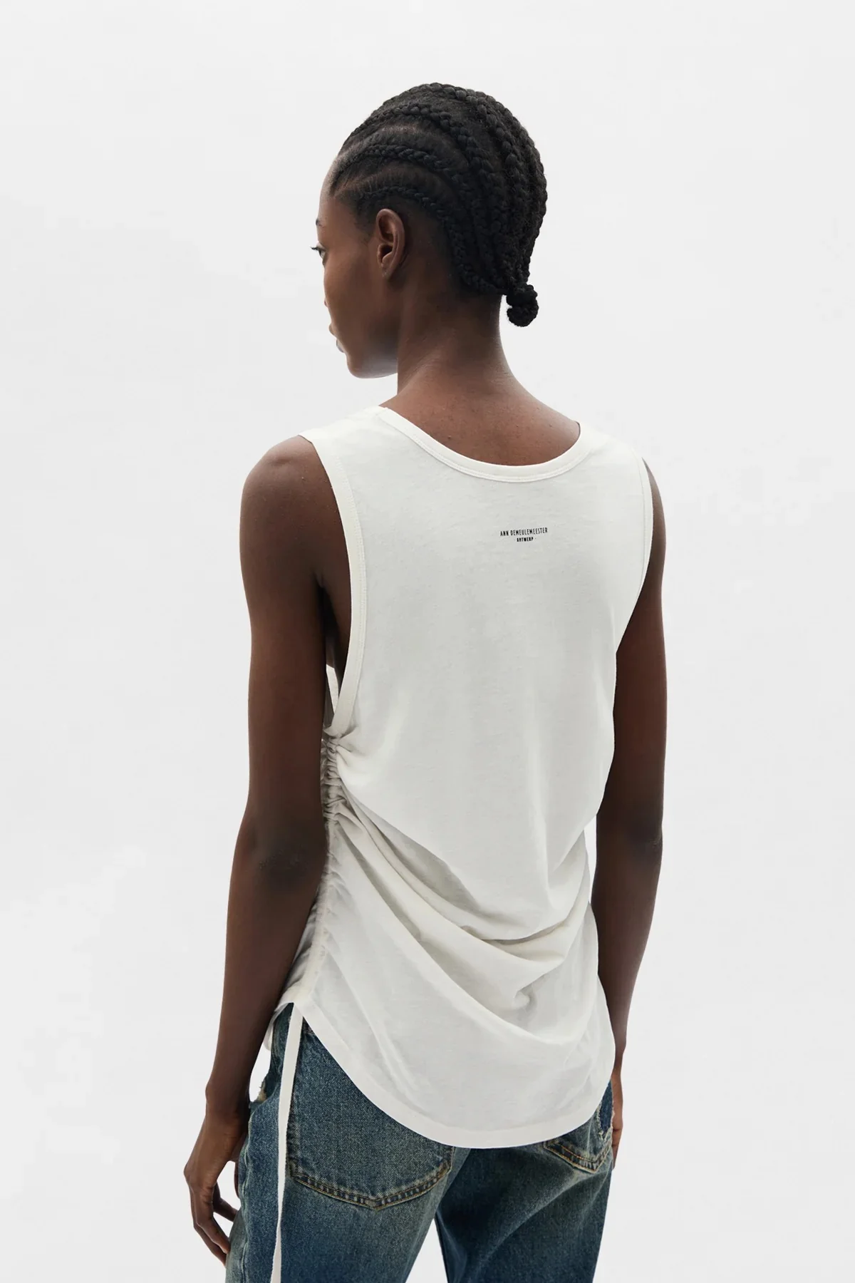 MEXI WRINKLED CROPPED TANK TOP WITH "WILDFLOWER" PRINT IVORY - Image 4