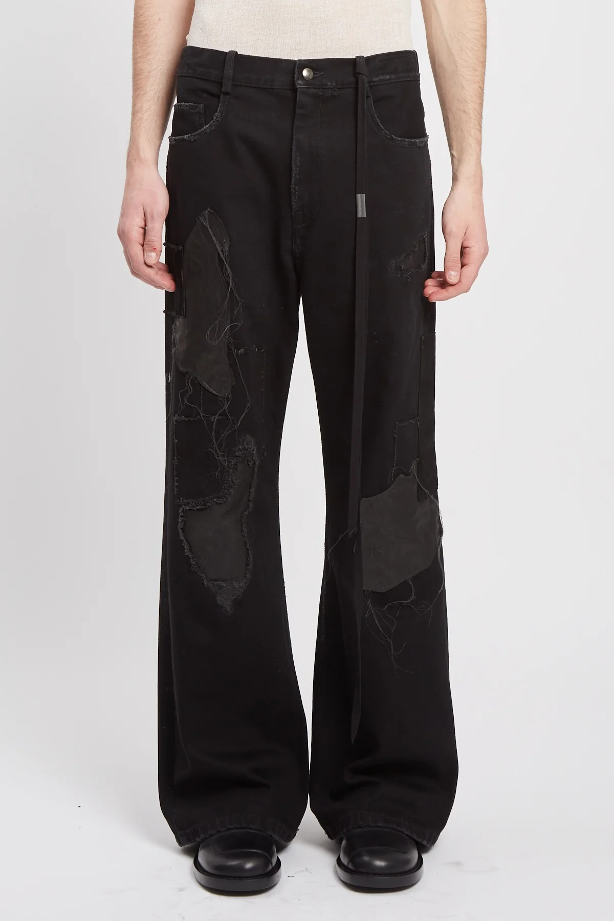 MODEST 5-POCKETS RELAXED FLARED TROUSERS FADED BLACK - Image 2