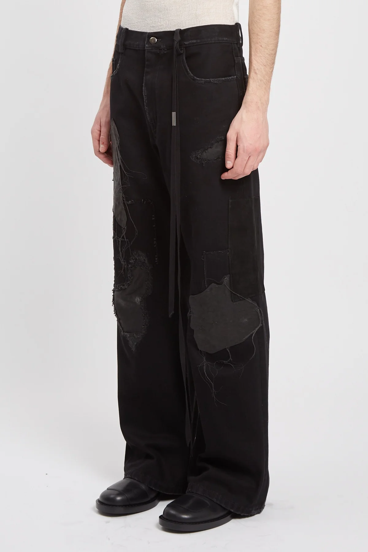 MODEST 5-POCKETS RELAXED FLARED TROUSERS FADED BLACK - Image 4