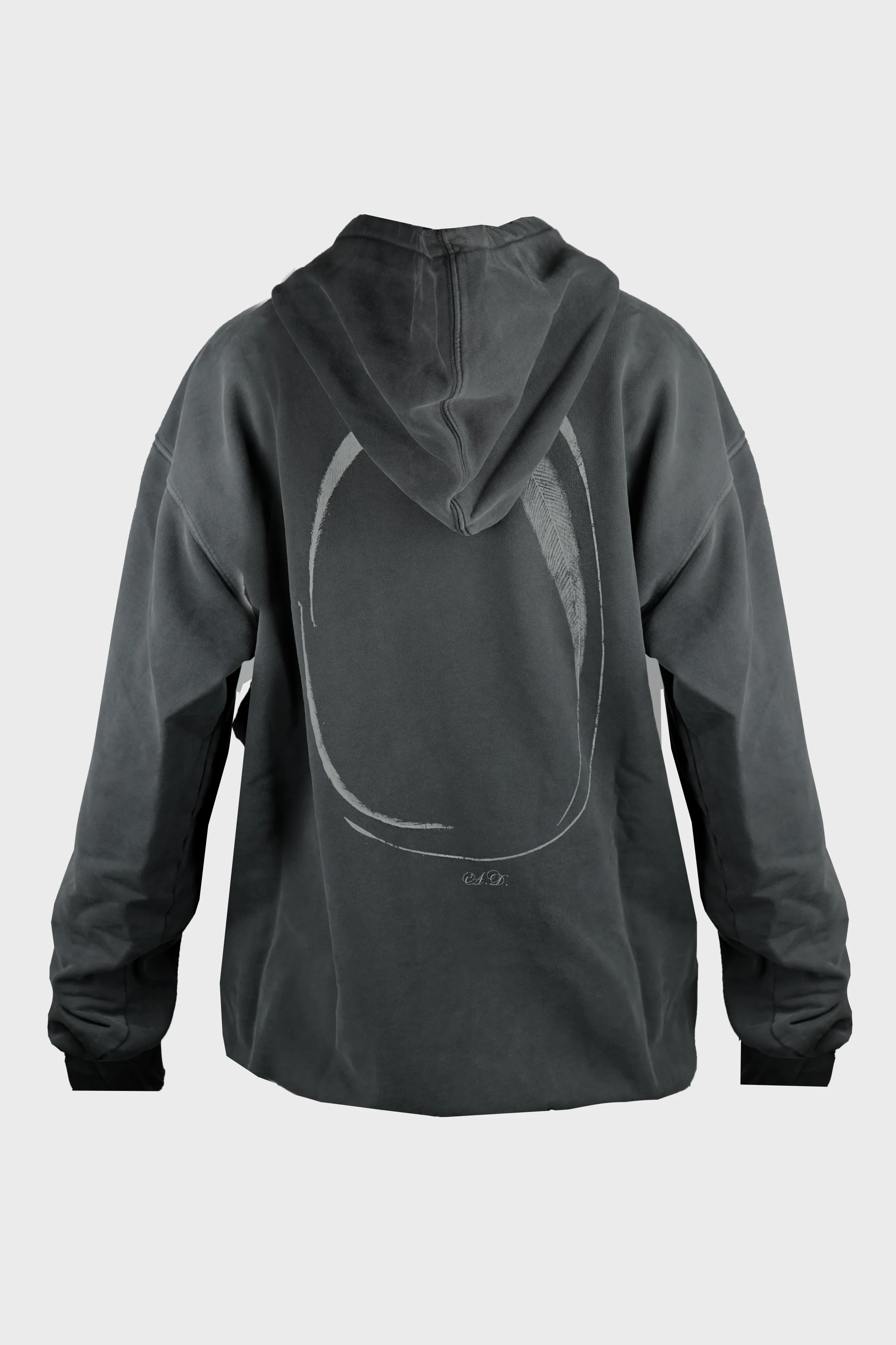 OLLIE HIGH COMFORT HOODY WITH "INFINITE FEATHERS" PRINT FADED BLACK - Image 3