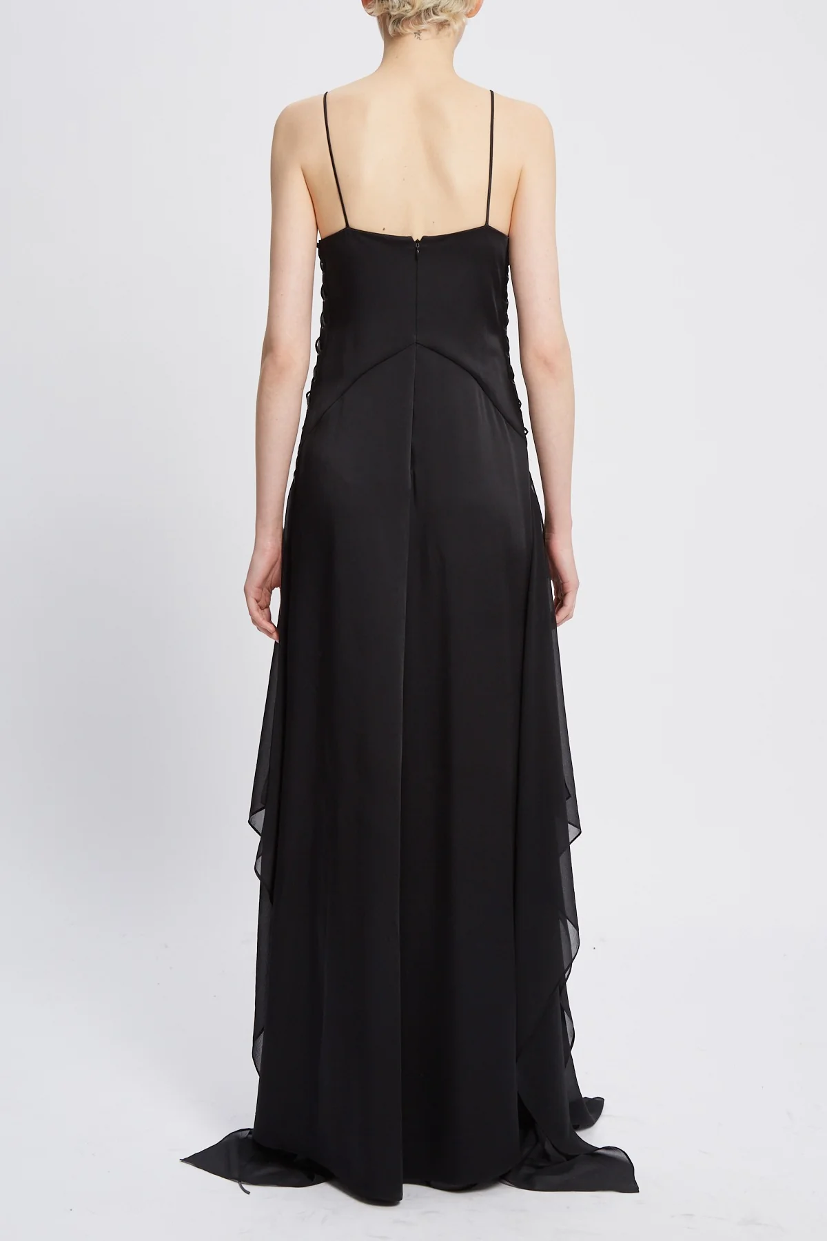 OTTILIE LONG DRESS WITH LACED UP DETAIL BLACK - Image 5