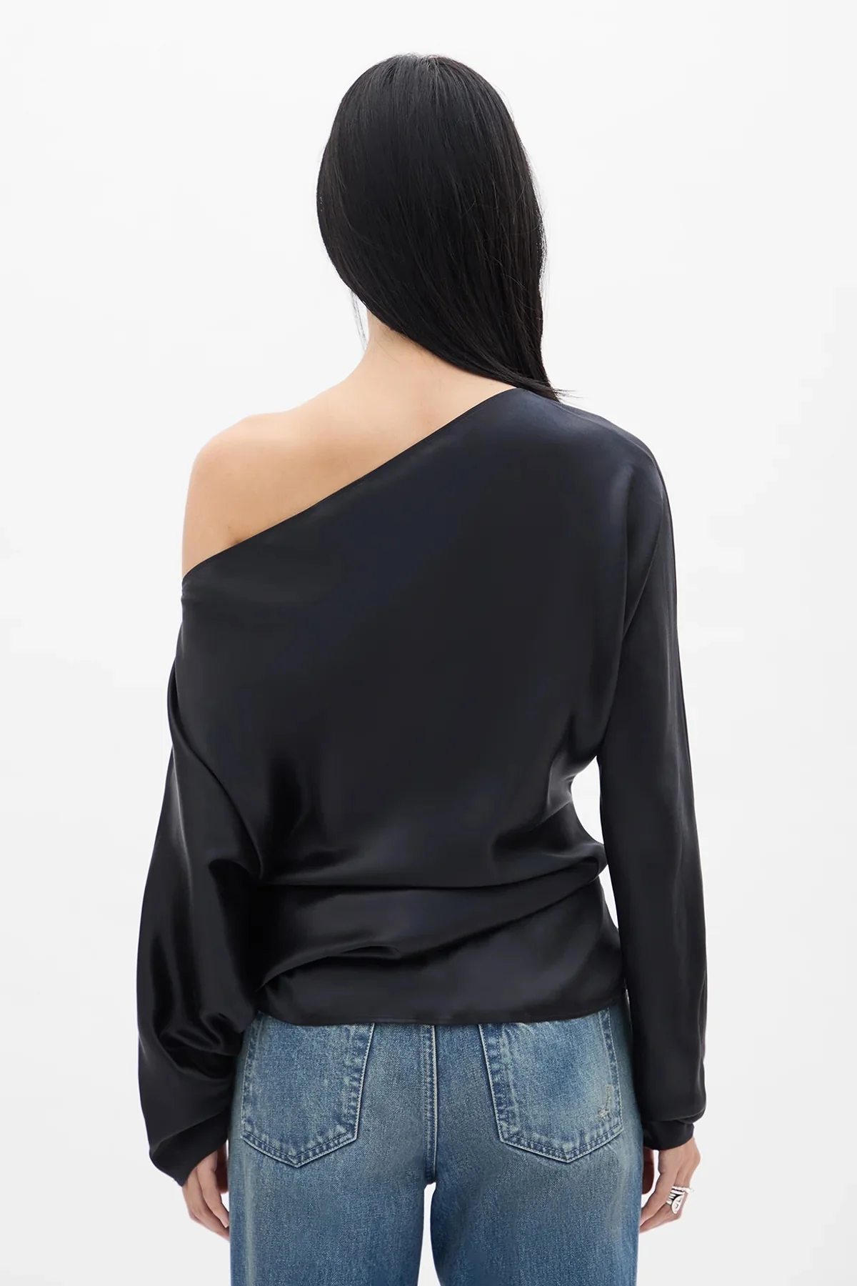 ROOS BIAS CUT DROP SHOULDER TOP BLACK - Image 4