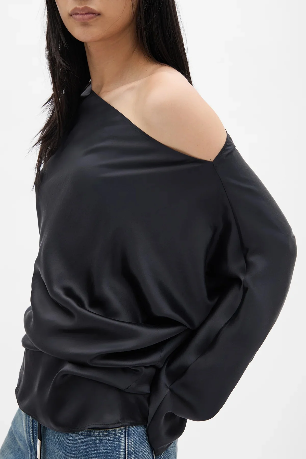 ROOS BIAS CUT DROP SHOULDER TOP BLACK - Image 6