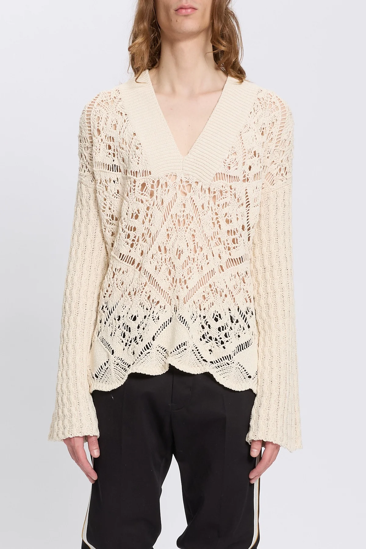 RUNAR DEEP V-NECK COMFORT SWEATER NATURAL WHITE - Image 2