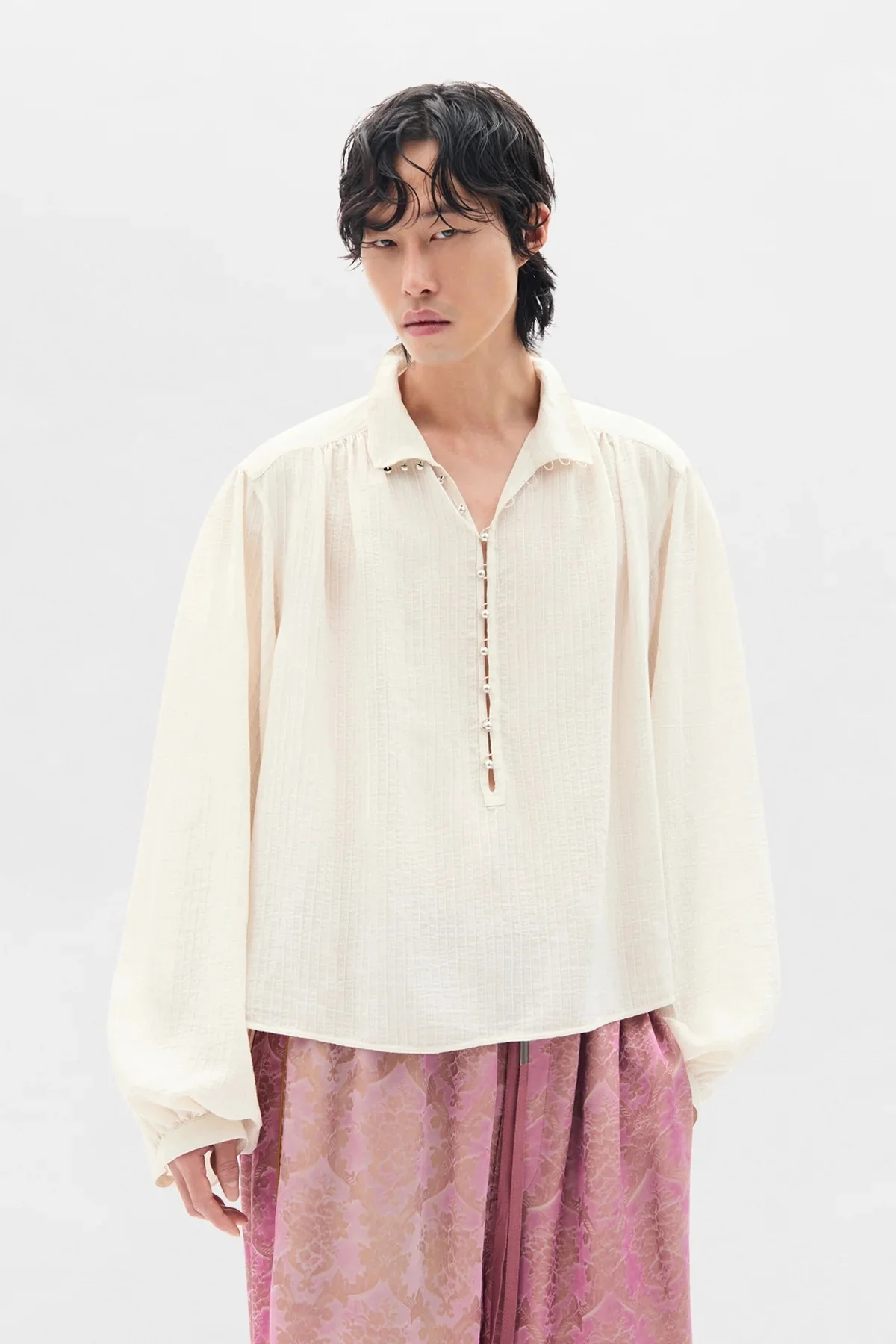 THORALD HIGH COMFORT CROPPED SERAFINO TOP CHALK - Image 2