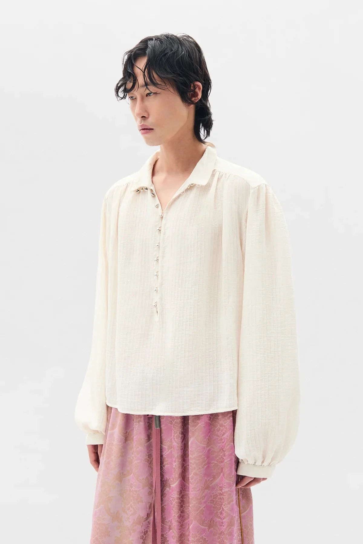 THORALD HIGH COMFORT CROPPED SERAFINO TOP CHALK - Image 5