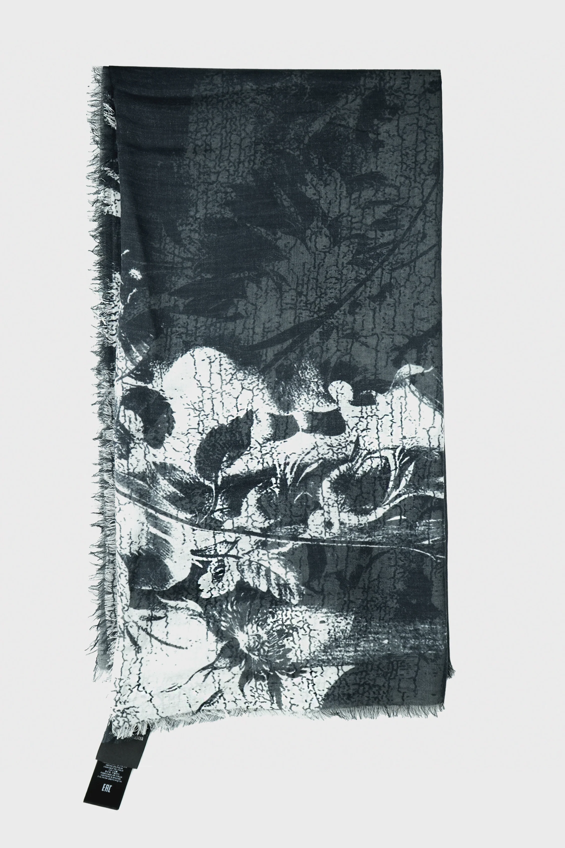 VESTA SQUARED SCARF (140X140 CM) WITH "HOLLOW SOUND" PRINT BLACK/NATURAL WHITE - Image 2