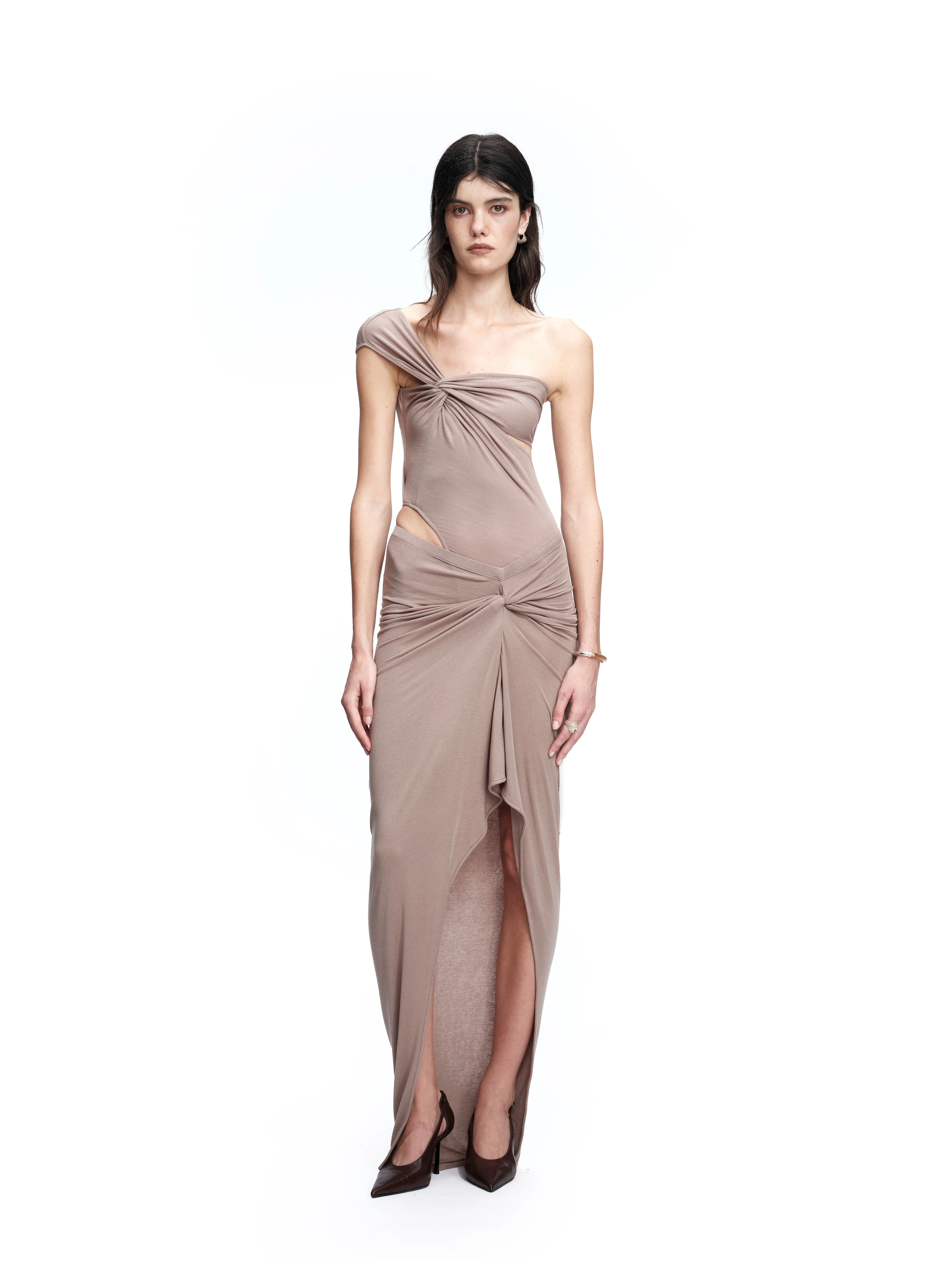 ASYMMETRIC TWIST-KNOTTED SKIRT MINERAL GREY - Image 2