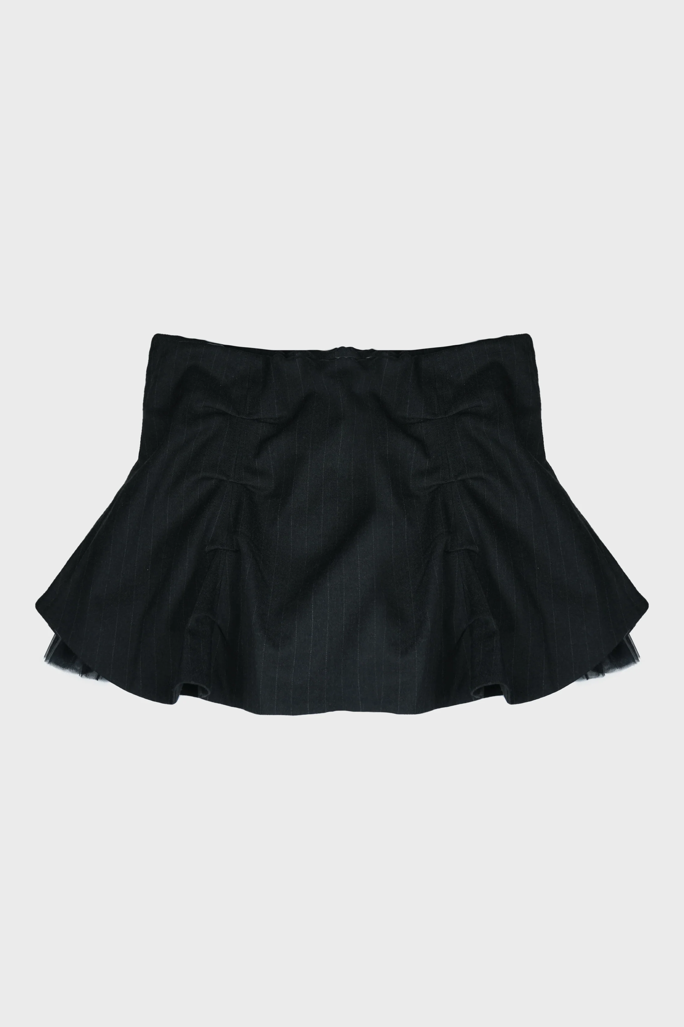 PLEATED MINI TULLE SKIRT PINSTRIPE BLACK - Image 2