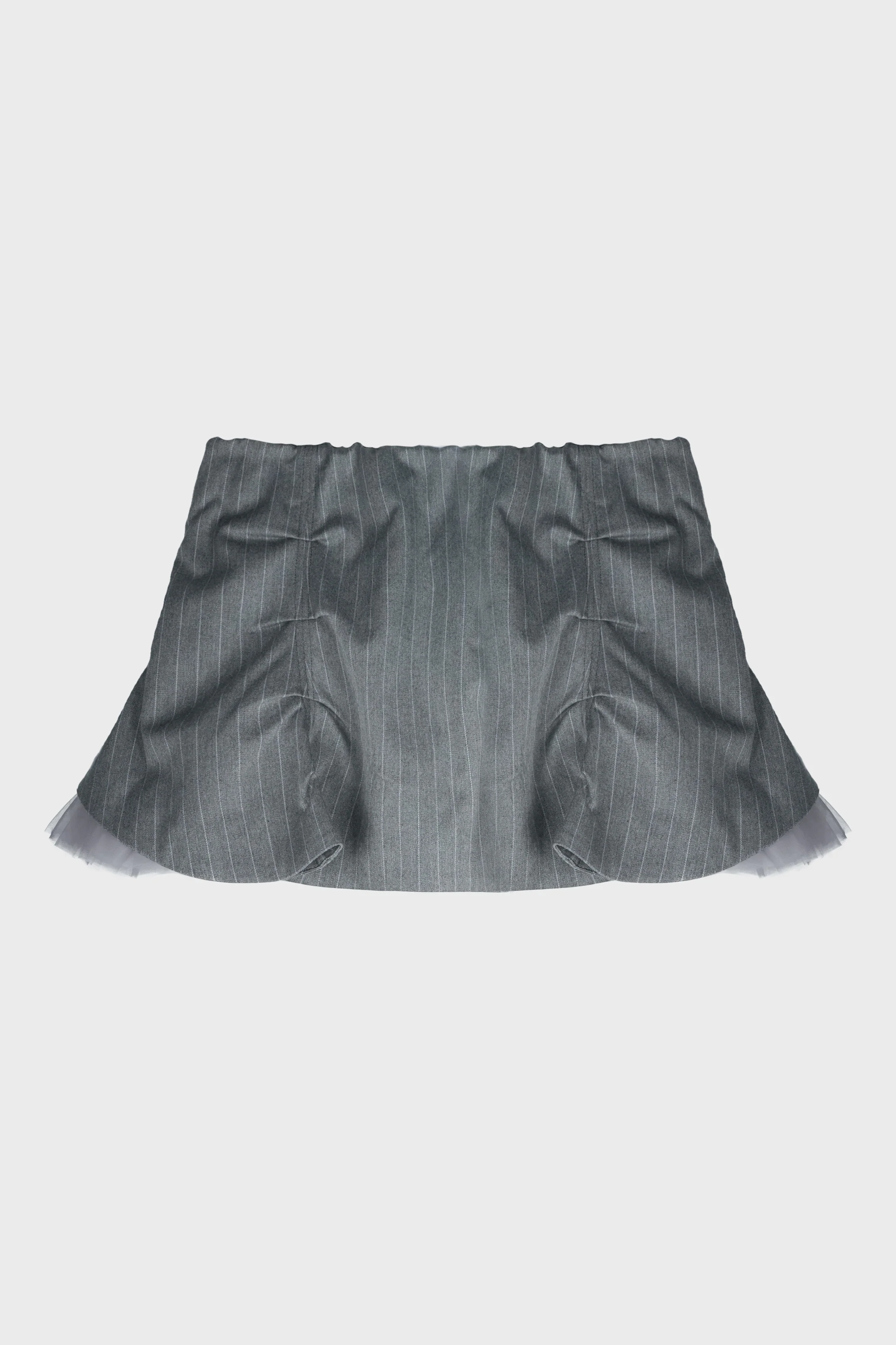 PLEATED MINI TULLE SKIRT PINSTRIPE BUTTONS GREY - Image 2