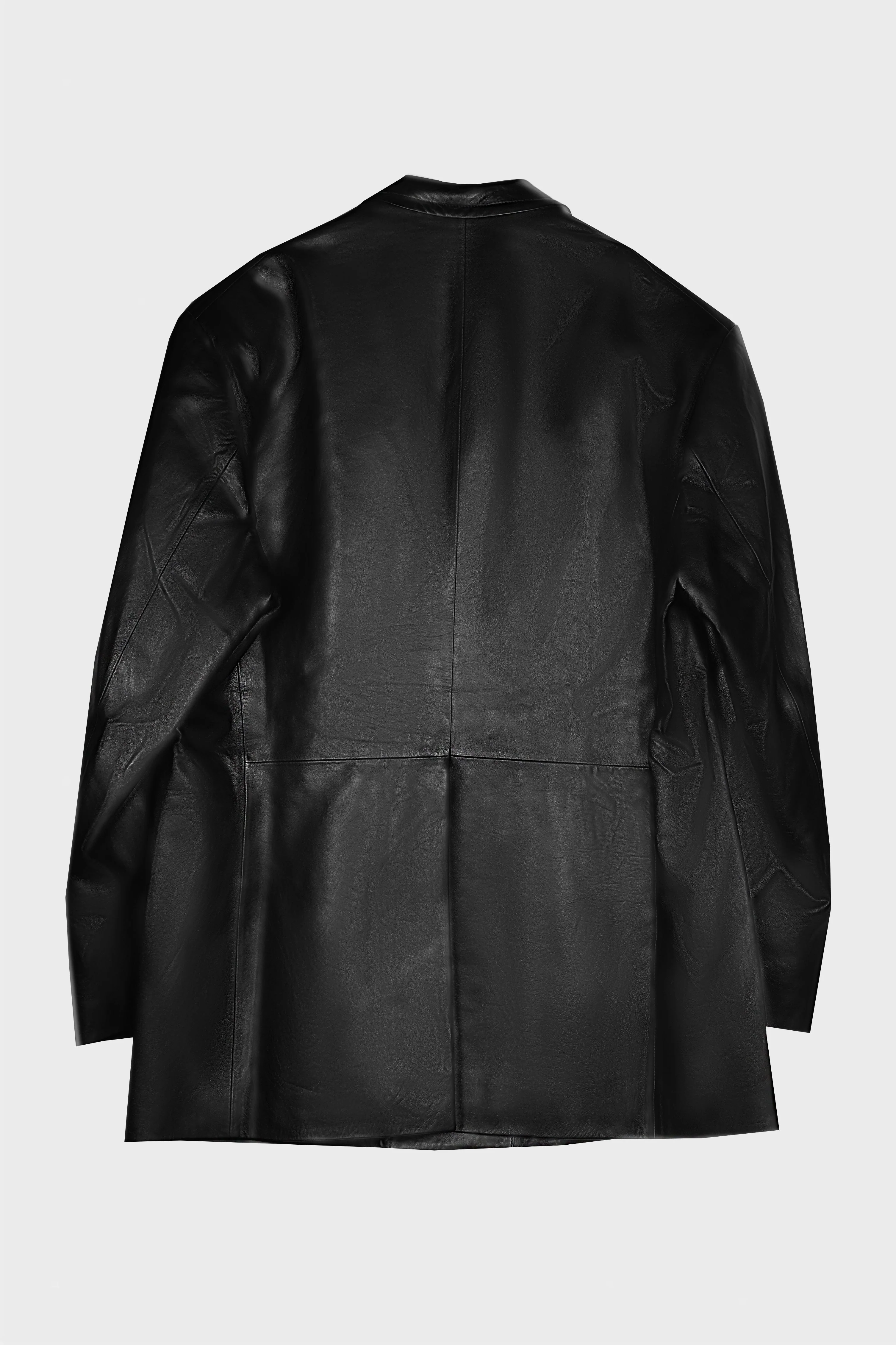 BLACK LEATHER BLAZER - Image 2