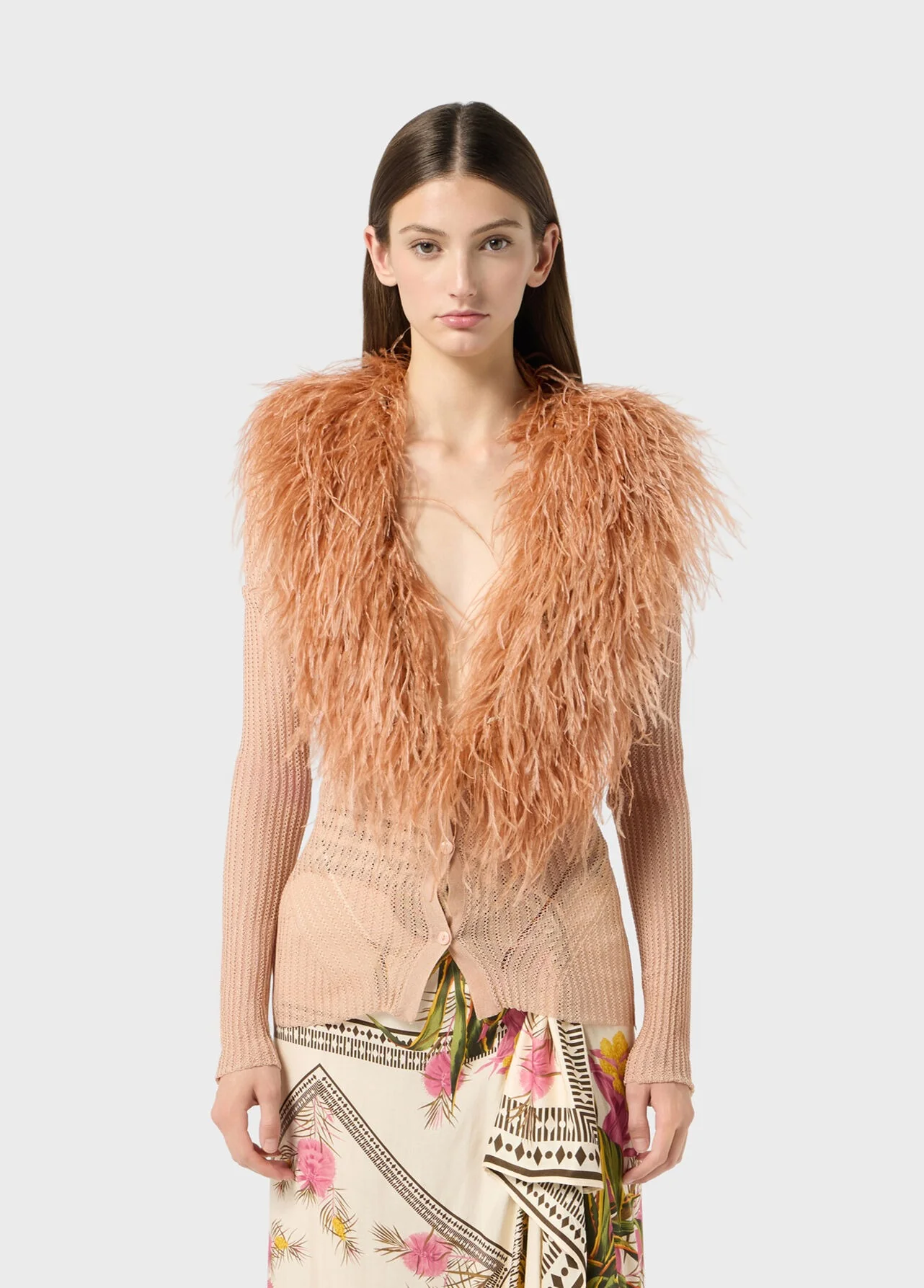 CARDIGAN W/FEATHERS EYESHADOW PINK - Image 2