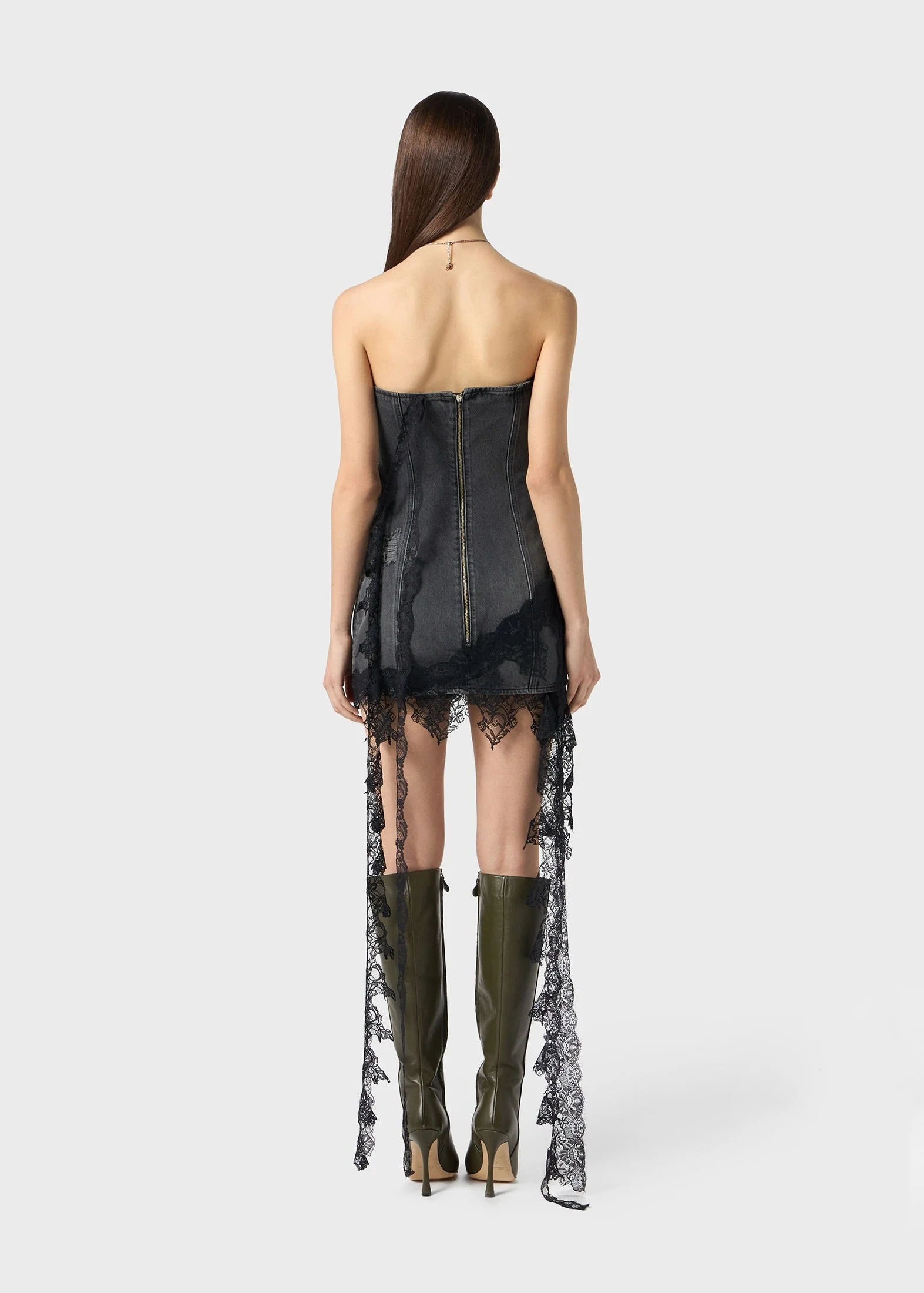MINI DENIM DRESS WITH LACE - Image 4