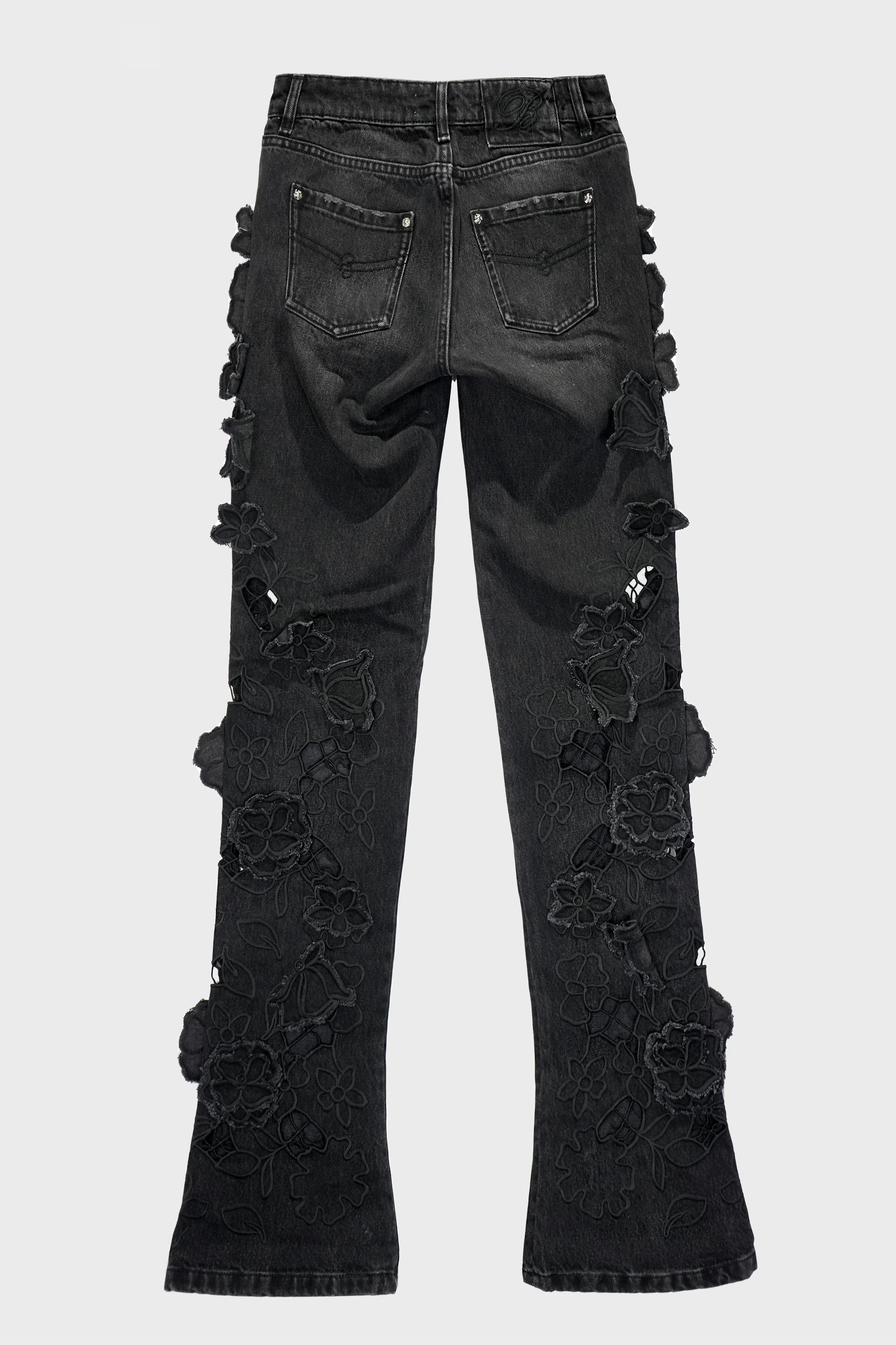 EMBR DENIM PANTS BLACK - Image 2