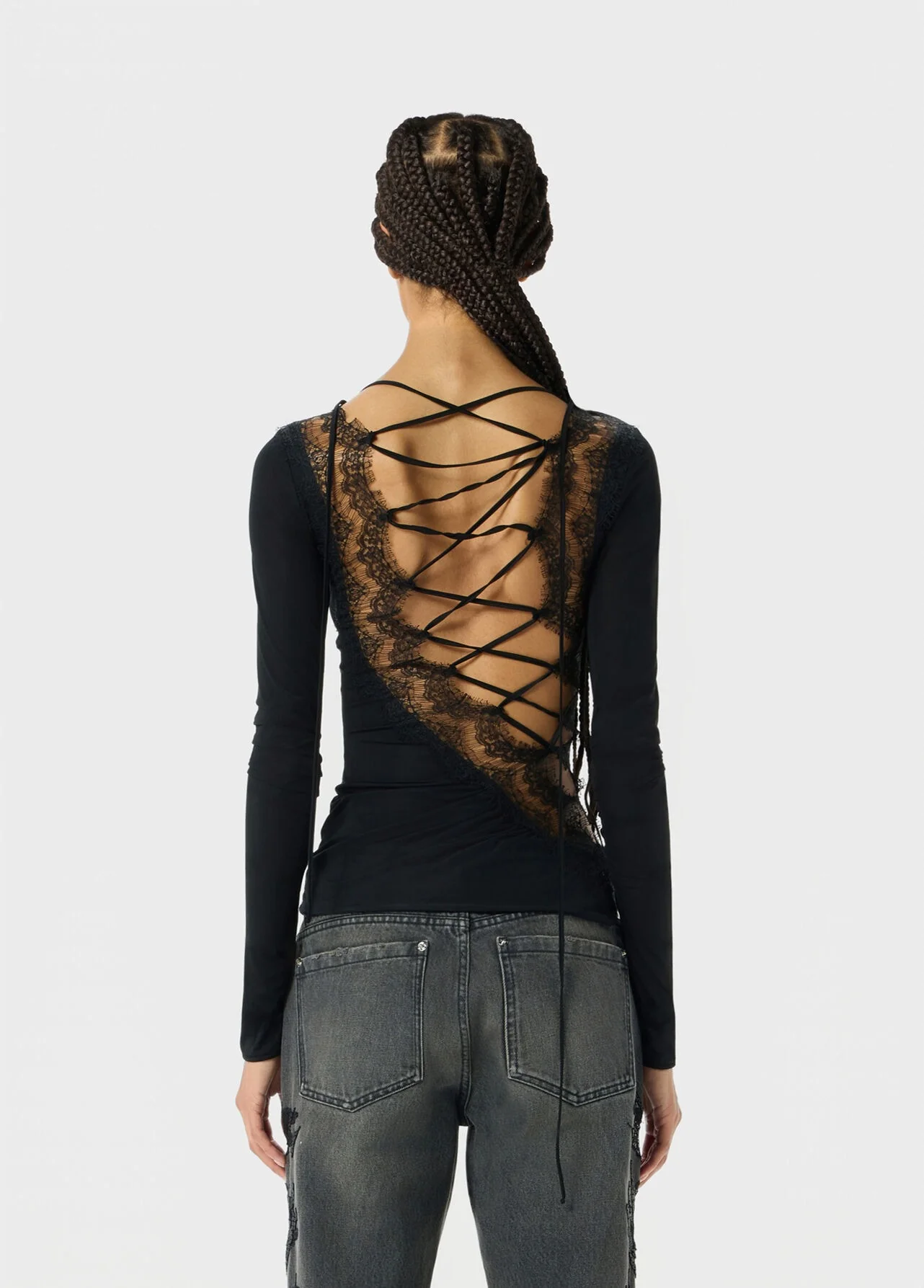 JERSEY TOP W/LACE BLACK - Image 4