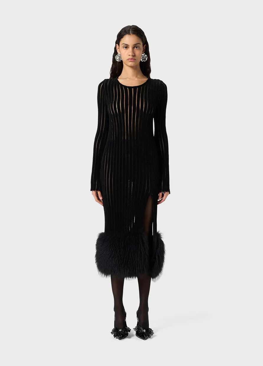 MIDI KNIT DRESS+FUR - Image 2