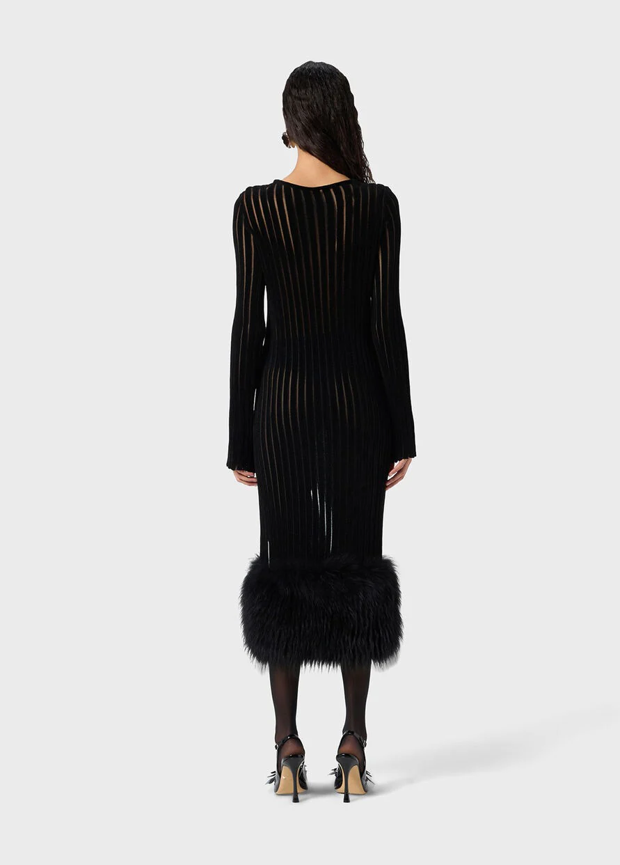 MIDI KNIT DRESS+FUR - Image 4