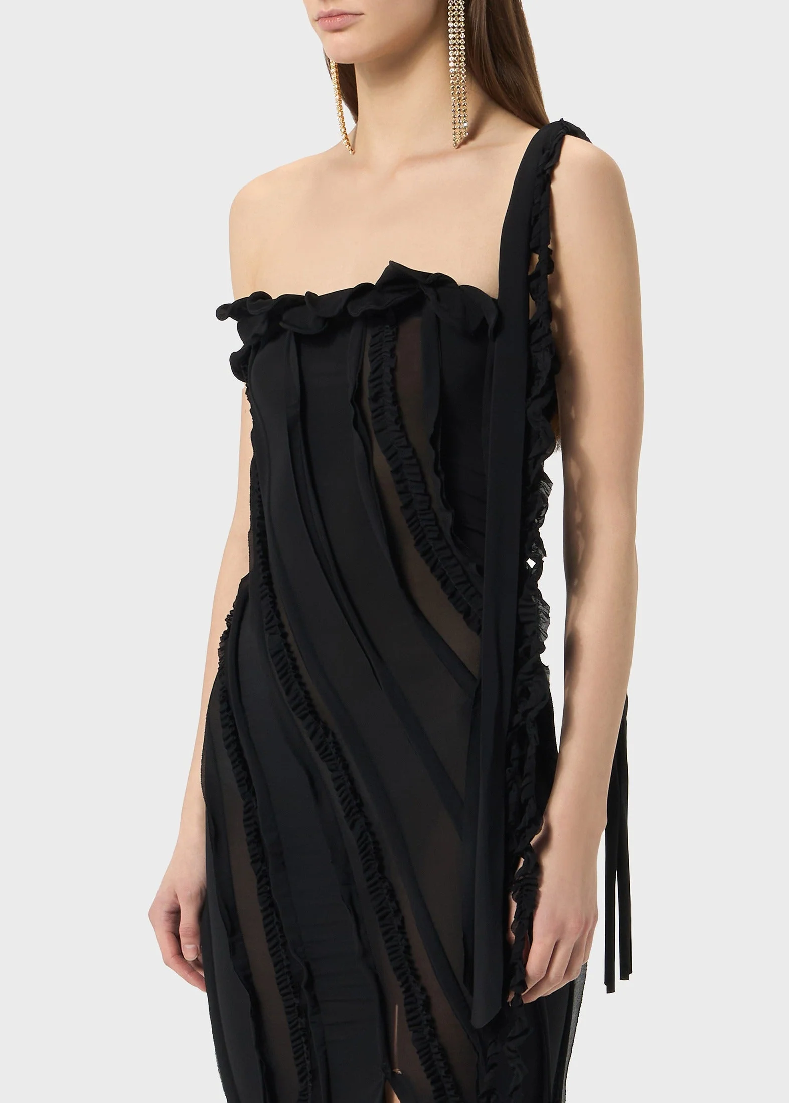 ONE-SHOULDER DRESS IN JERSEY WITH INLAYS - Image 5