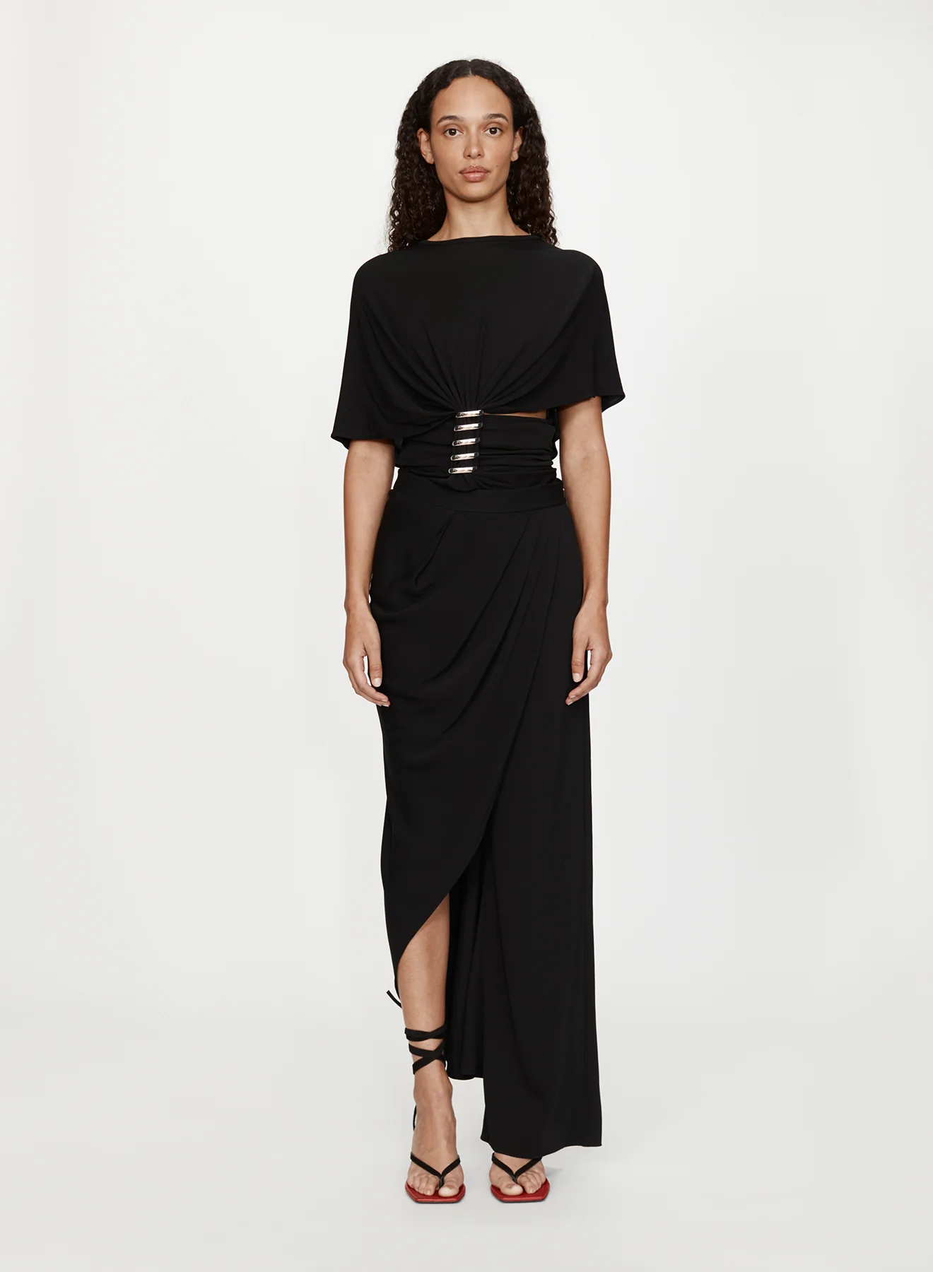 DRAPED SKIRT TROUSER BLACK - Image 2