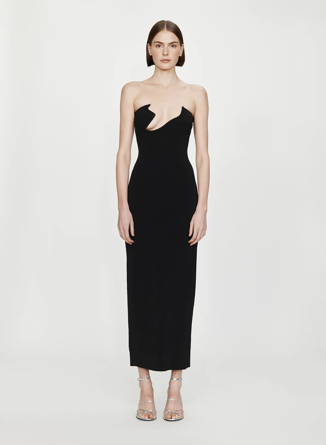 ODESSA ARCED COLUMN KNIT DRESS BLACK - Image 2